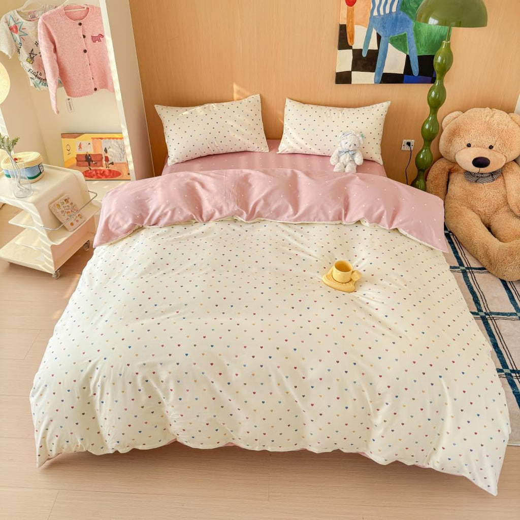 Cute Duvet Cover Sets 100% Cotton Bedding Comforter Cover Full 2 Pillowcases
