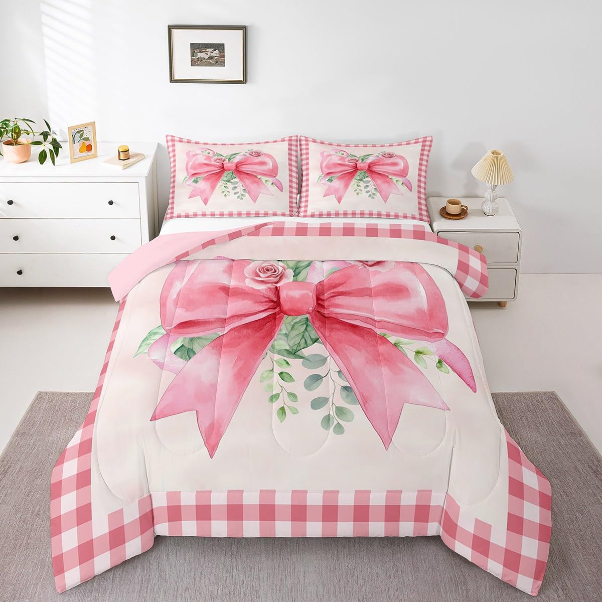 Dreamy Sweet Princess Style Quilt Set Reversible Duvet Insert, 2 Pillowcases