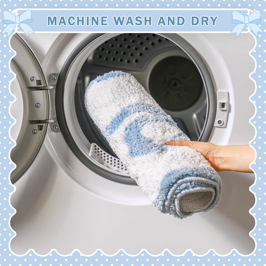 Scalloped Bow Bathroom Mat Non Slip Coquette Bow Rug Cute Aesthetic Scallop Carpet Preppy Room Decor Microfiber Absorbent Bath Rug for Bathroom Bathtub Shower Bedroom(Black,16" X 24")