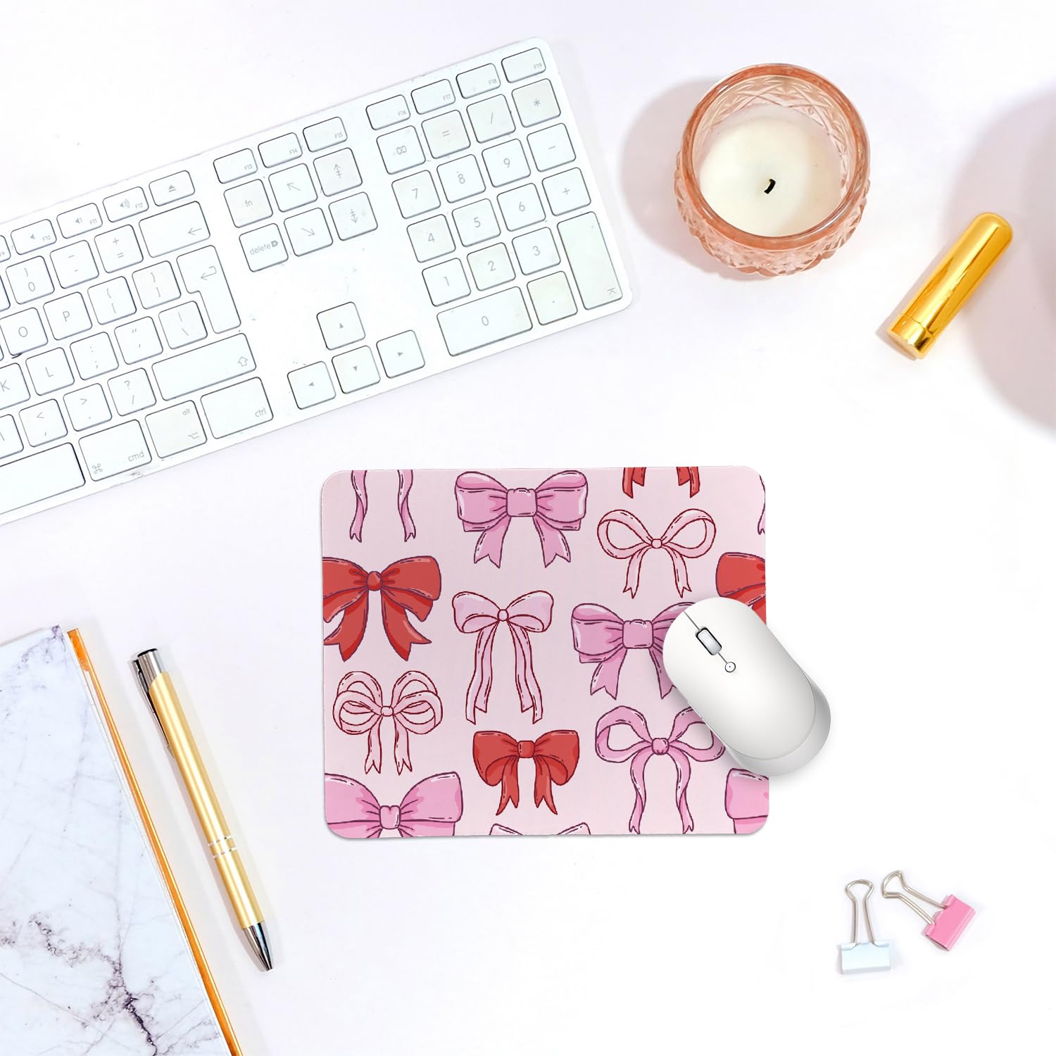 Coquette Bow Mouse Pad, Trendy Mouse Pad, Preppy Cute Mouse Pad for Desk Home Office & Gaming, 9.5x7.9 inches