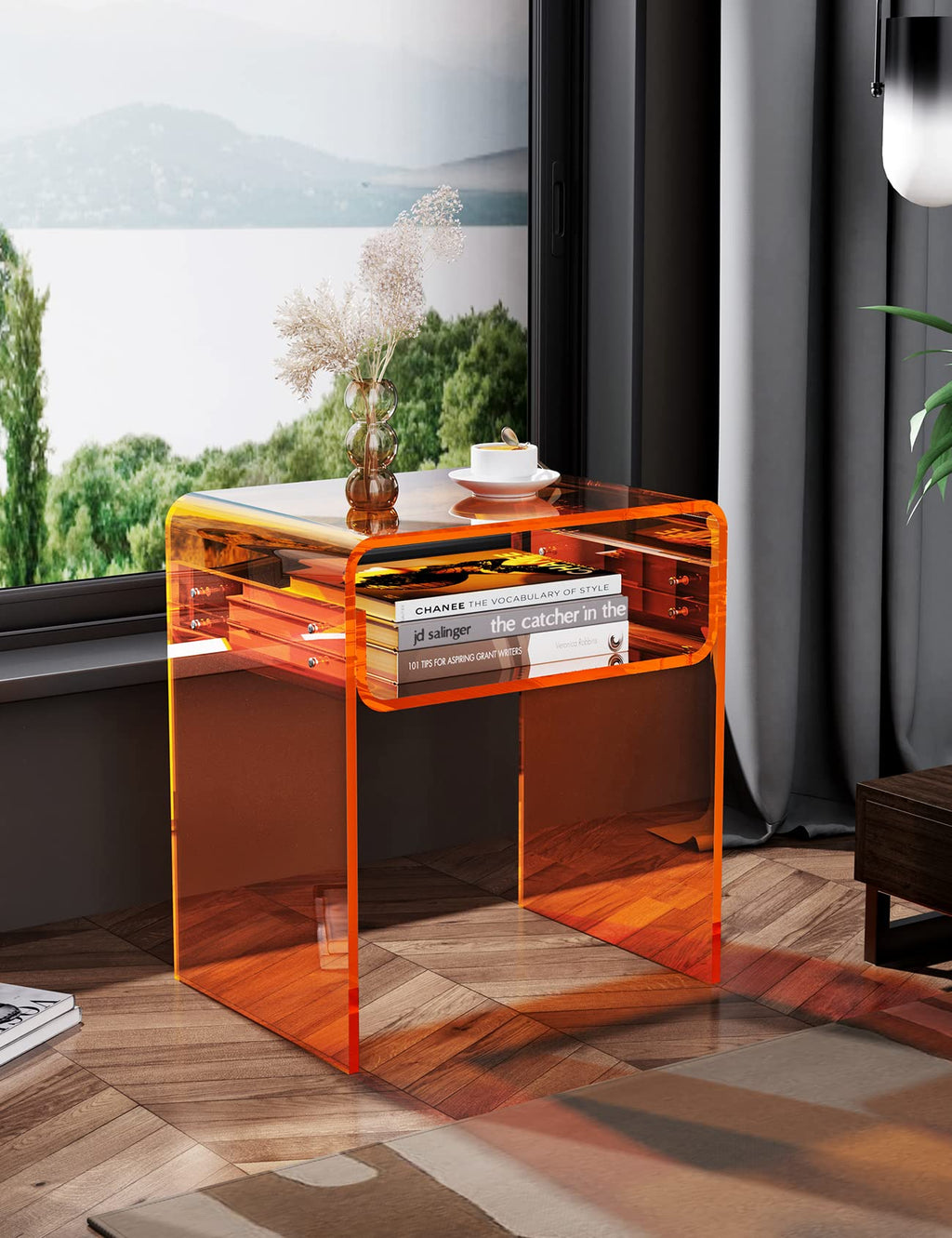 Clear Acrylic End Table 2-Tier Bedside nightstand