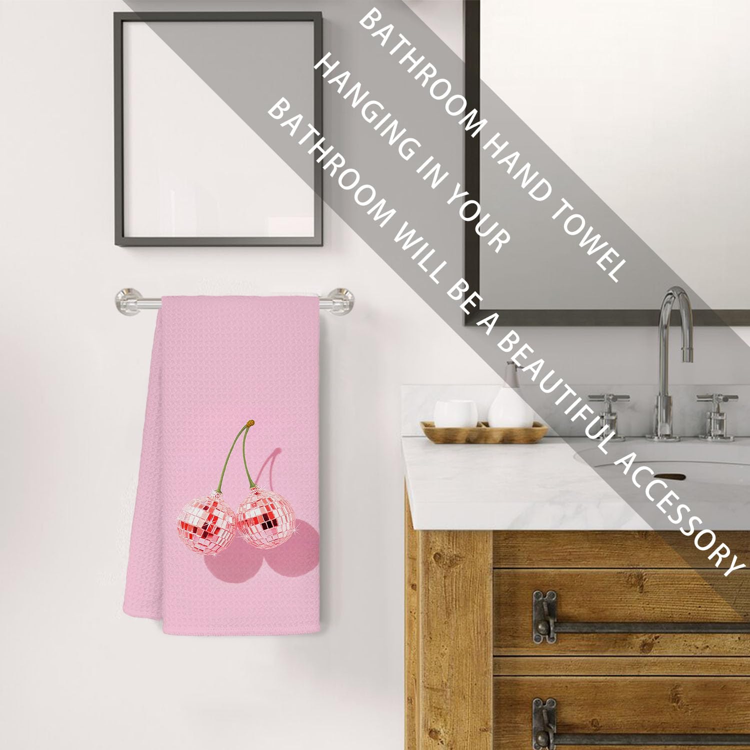 Retro Bathroom Kitchen Decor, Preppy Hand Dish Tea Towels 16×24 Inch