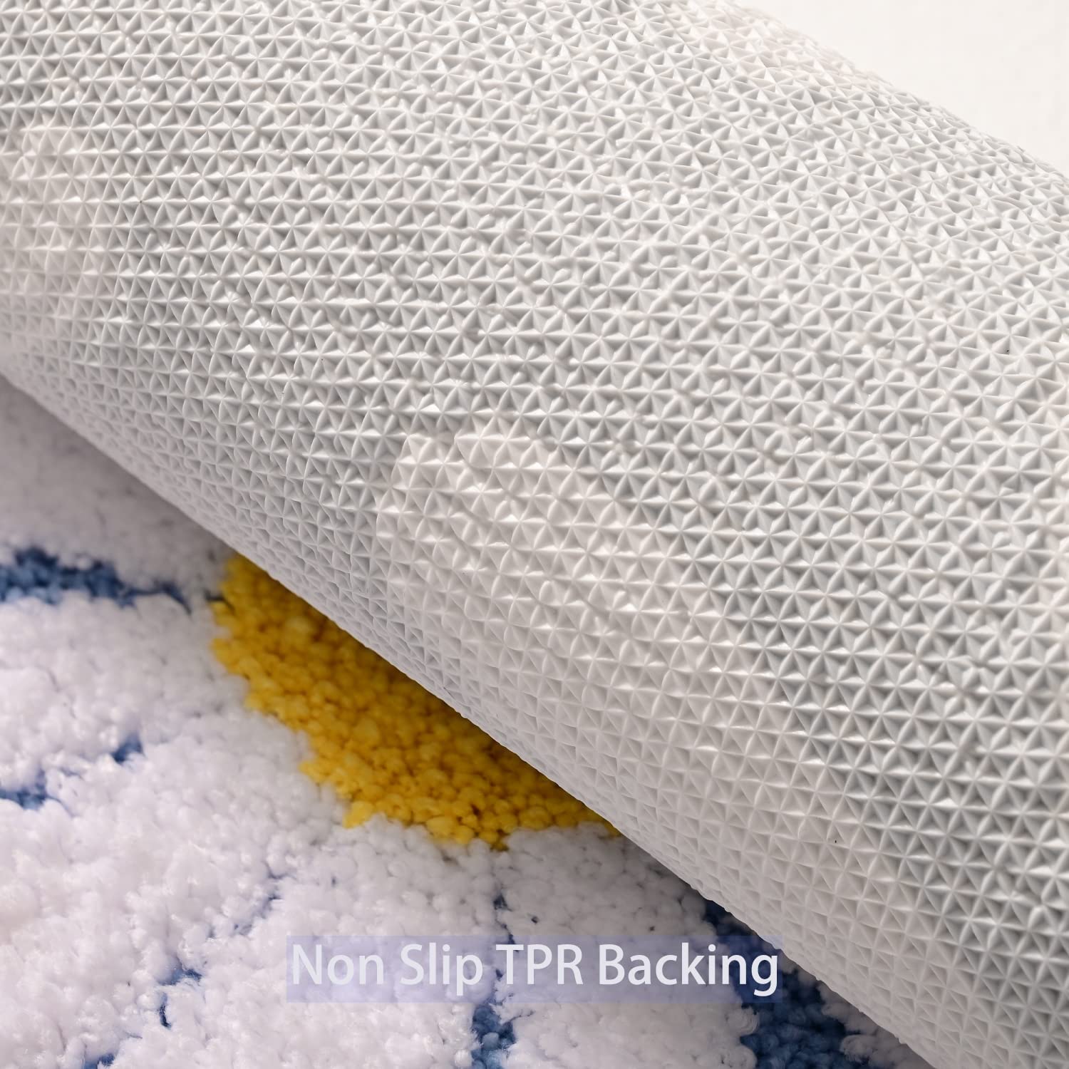 U Shaped Toilet Mat Cute Daisy Contour Bath Rug 20"x20", Extra Thick Soft Machine Washable Toilet Carpet, Non Slip Bathroom Floor Mats Super Absorbent Microfiber Bath Rugs