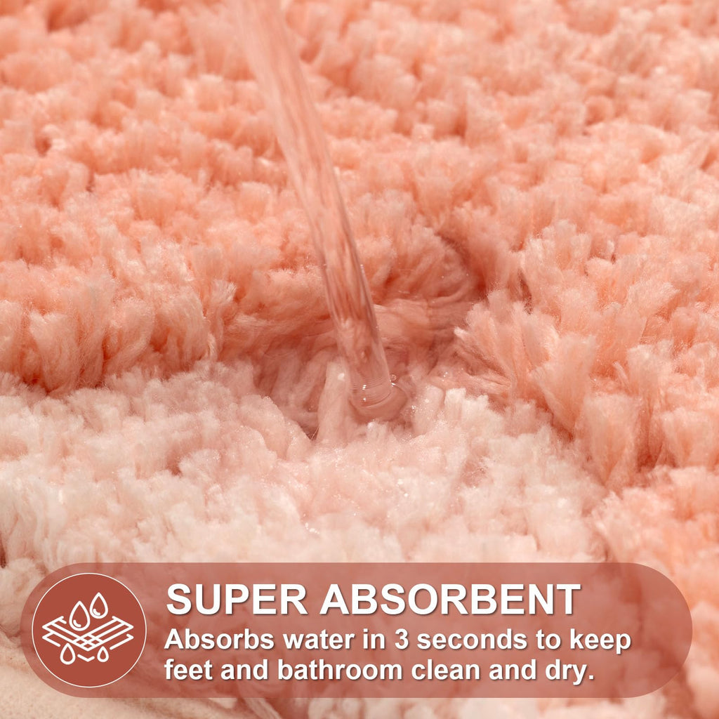 Cute Scalloped Bath Mat, Fun Plush Microfiber Scallop Bathroom Rugs Non Slip Washable Quick Dry Absorbent