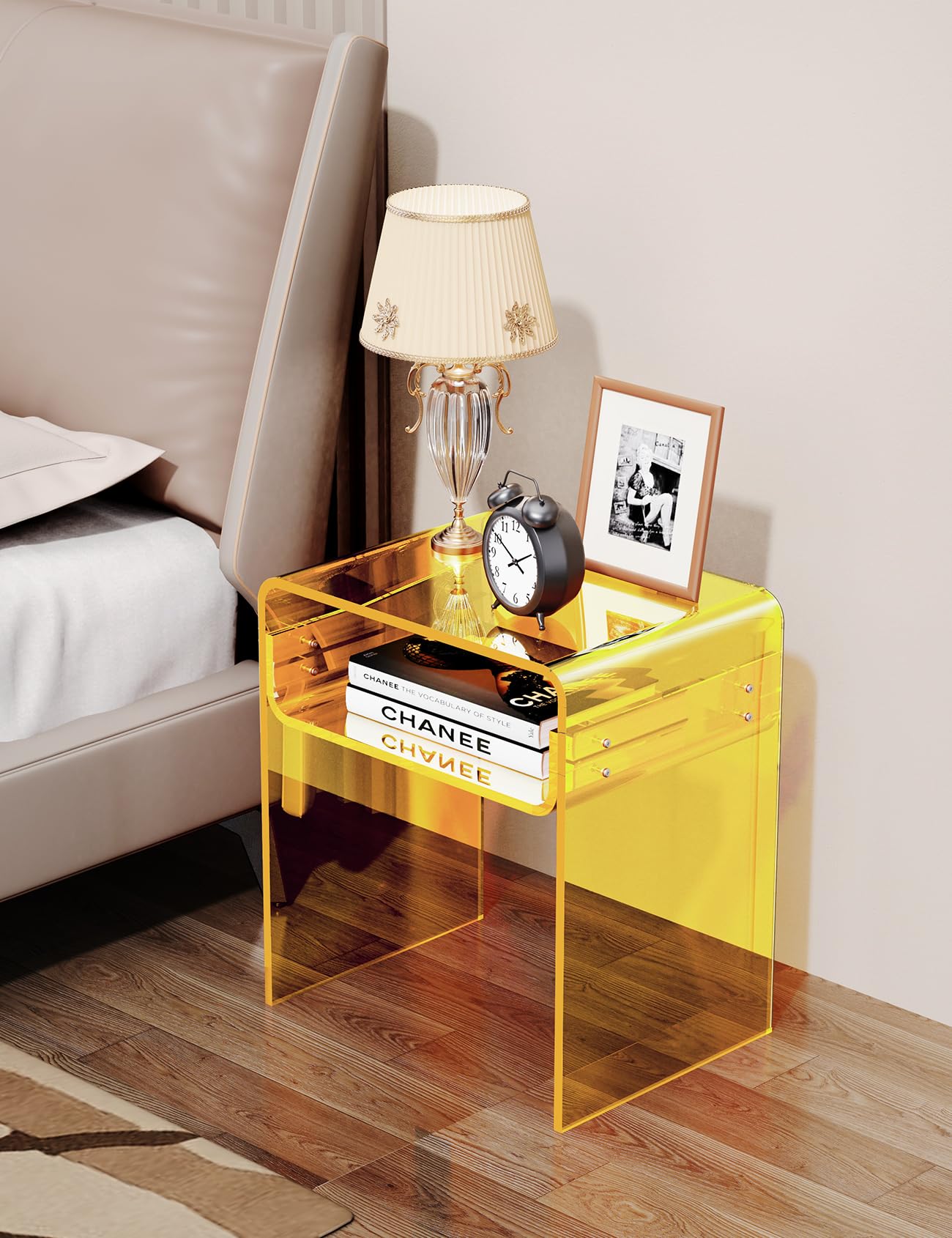 Clear Acrylic End Table 2-Tier Bedside nightstand