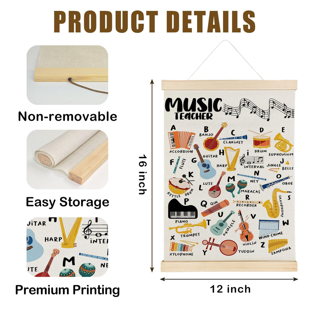 Coquette Teacher Wall Decor - Preppy Teacher Wall Art with Wooden Poster Hanger, for Office & Classroom, 12x16 Inch