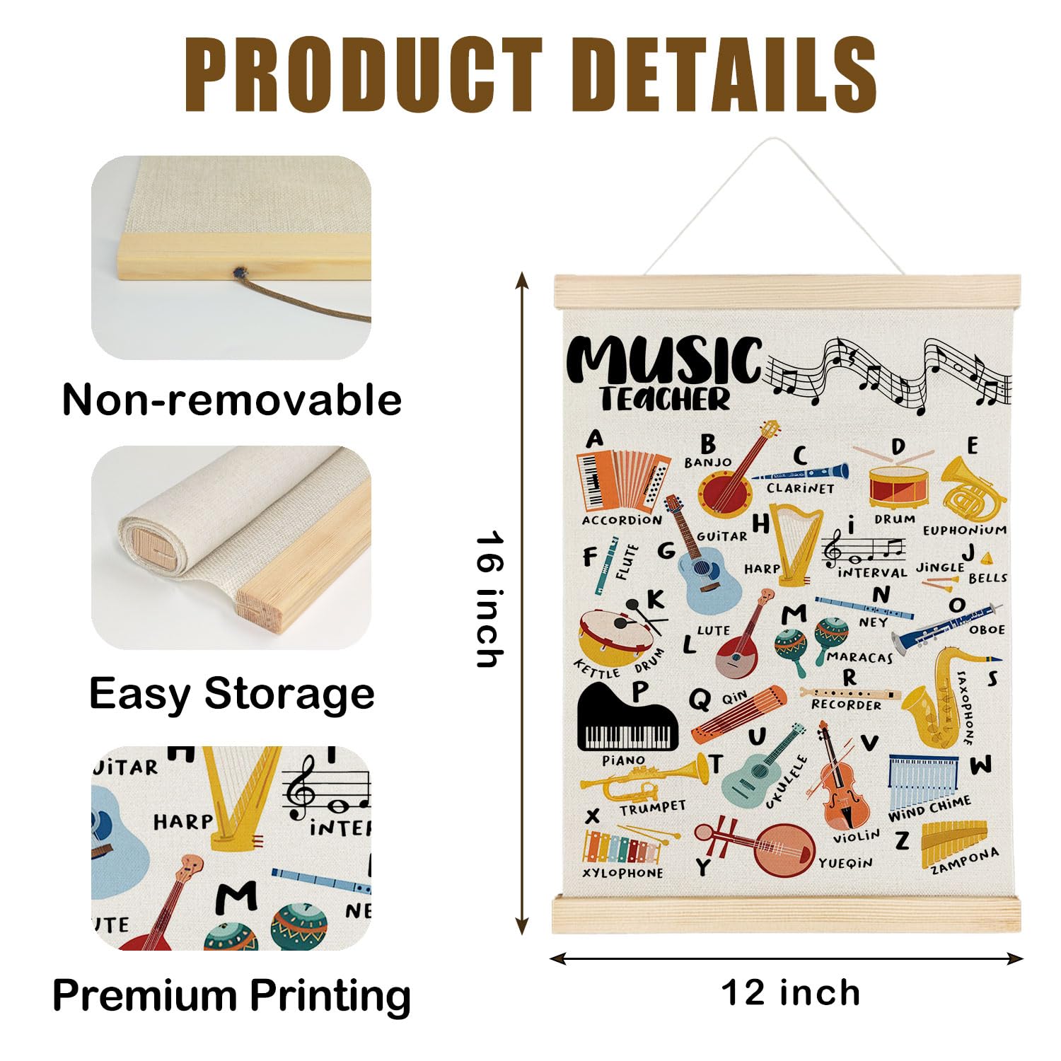 Coquette Teacher Wall Decor - Preppy Teacher Wall Art with Wooden Poster Hanger, for Office & Classroom, 12x16 Inch