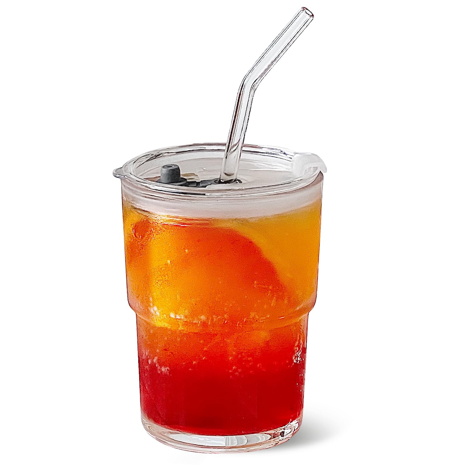 Glass Tumbler with Straw and Lid, Reusable Iced Coffee Cup Tumbler, Cute Glass Cups 13oz