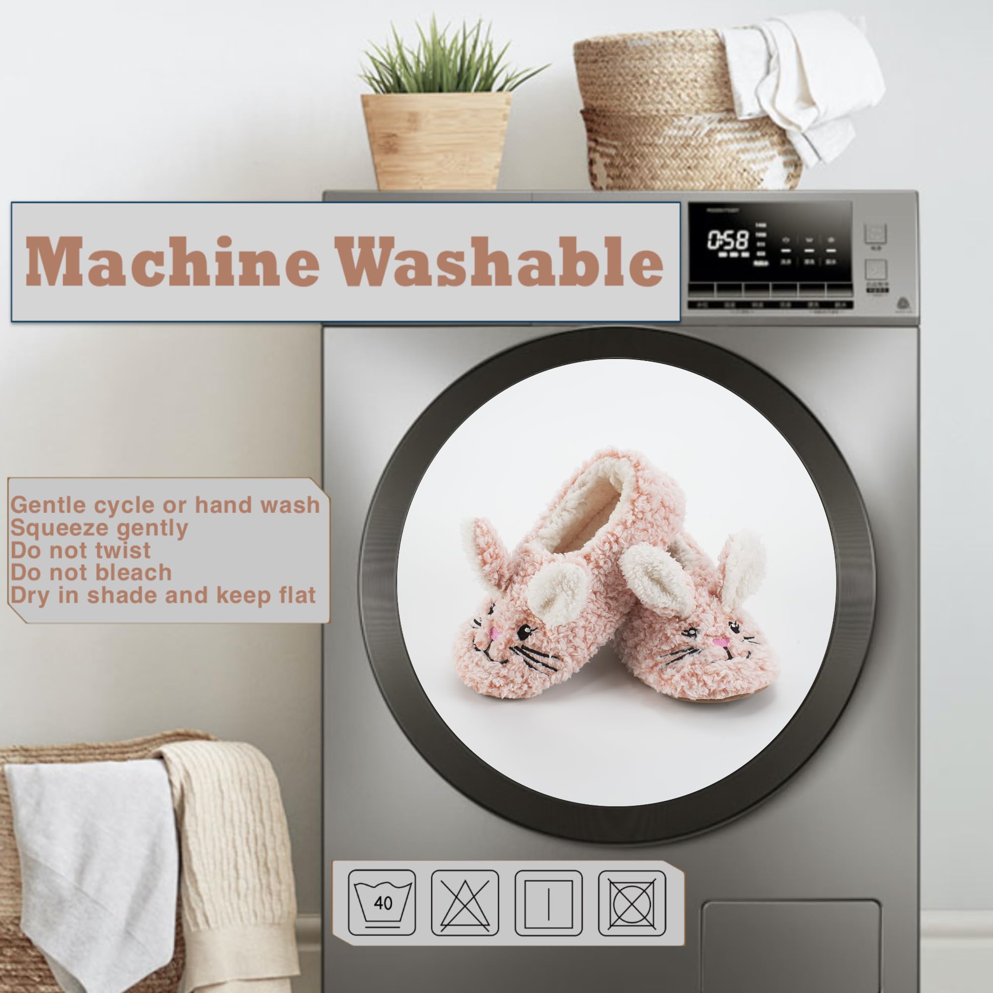 Cute Animal House Slippers - Fuzzy Warm Bedroom Slipper Socks Non-Slip Grippers