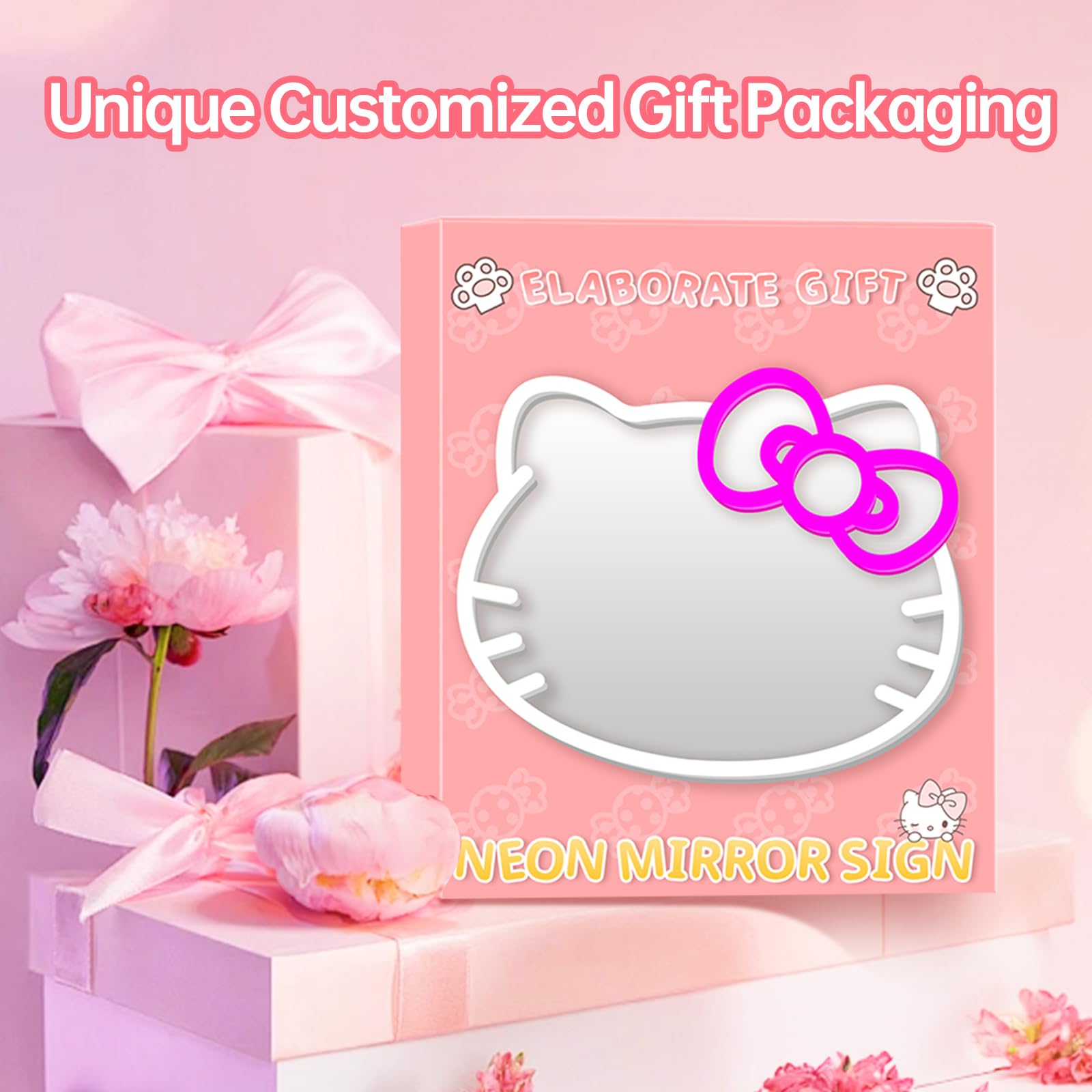 Hello Kit Mirror with Light Neon Signs for Wall Decor