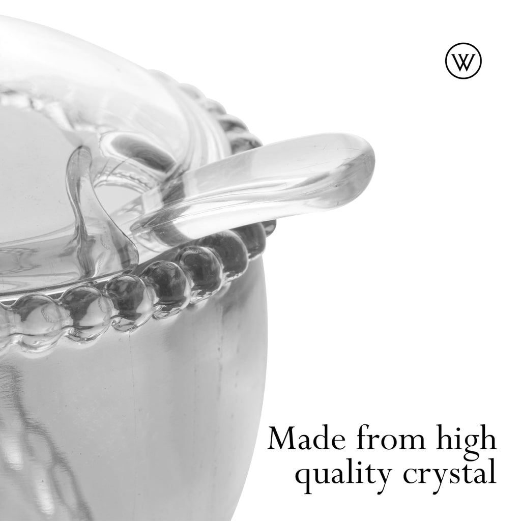 Pearl Crystal Beaded Sugar Bowl with Lid and Spoon