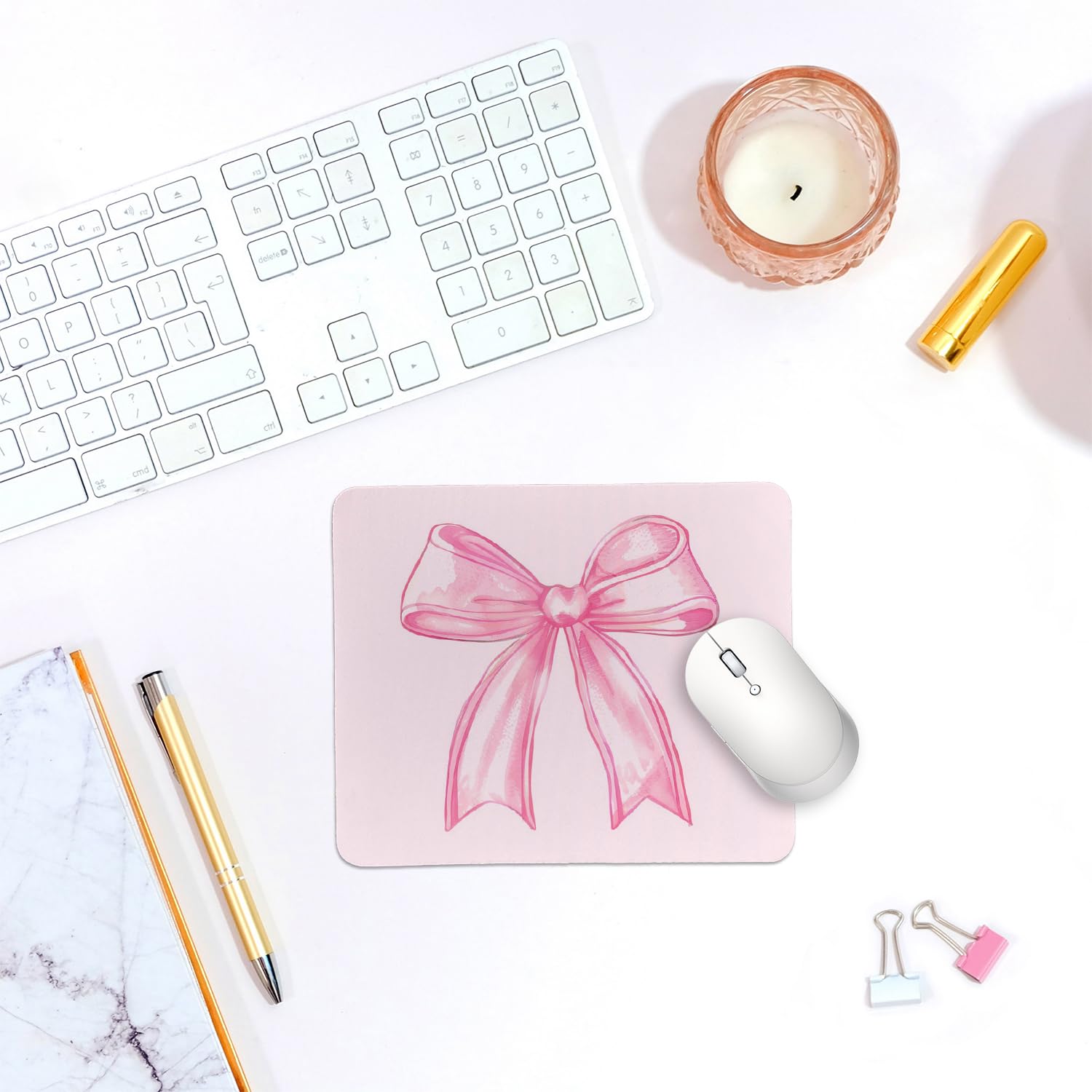 Coquette Bow Mouse Pad, Trendy Mouse Pad, Preppy Cute Mouse Pad for Desk Home Office & Gaming, 9.5x7.9 inches