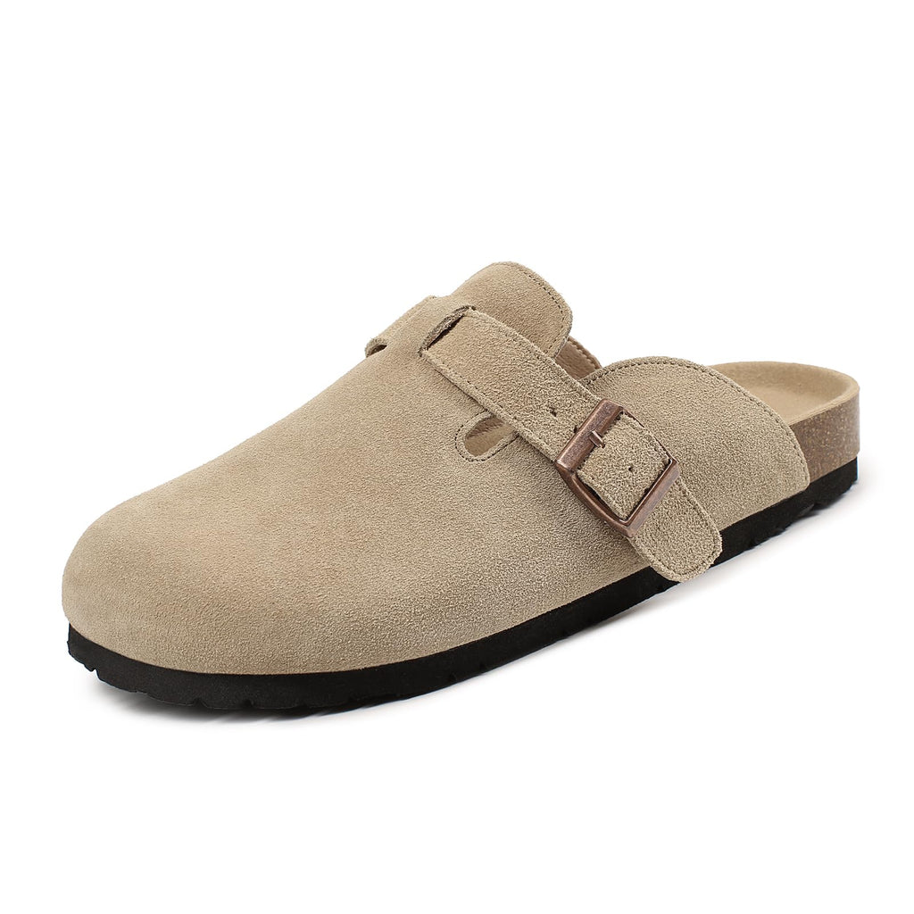 Women's Suede Clog Leather Mules Arch Support with Comfort Cork Footbed