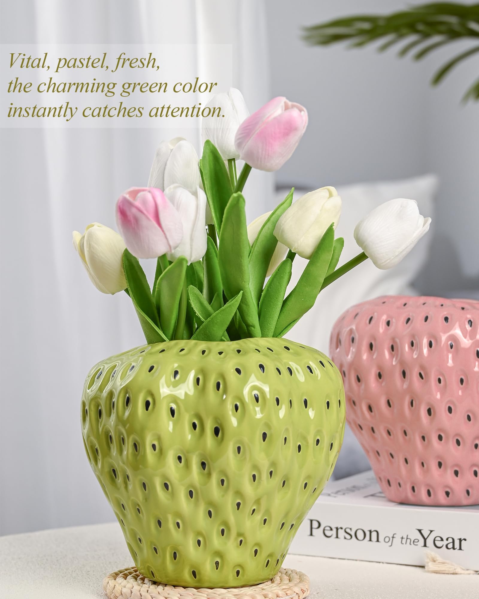 Strawberry Ceramic Flower Vases for Colorful Girly Home Decor