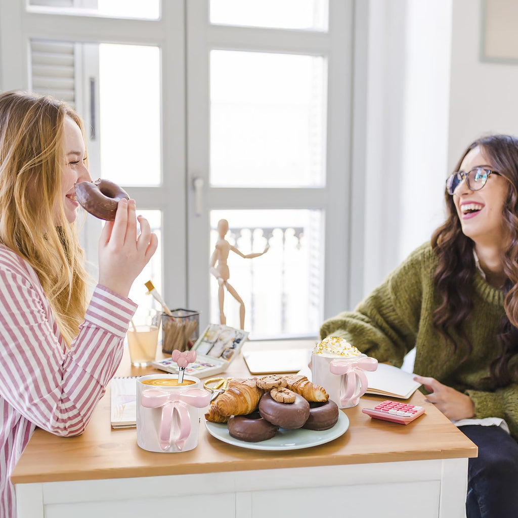 Ceramic Bow Handle Mug, Electroplated Finish with Shimmering Starry Glow, High-Temperature Fired for Durability 12OZ