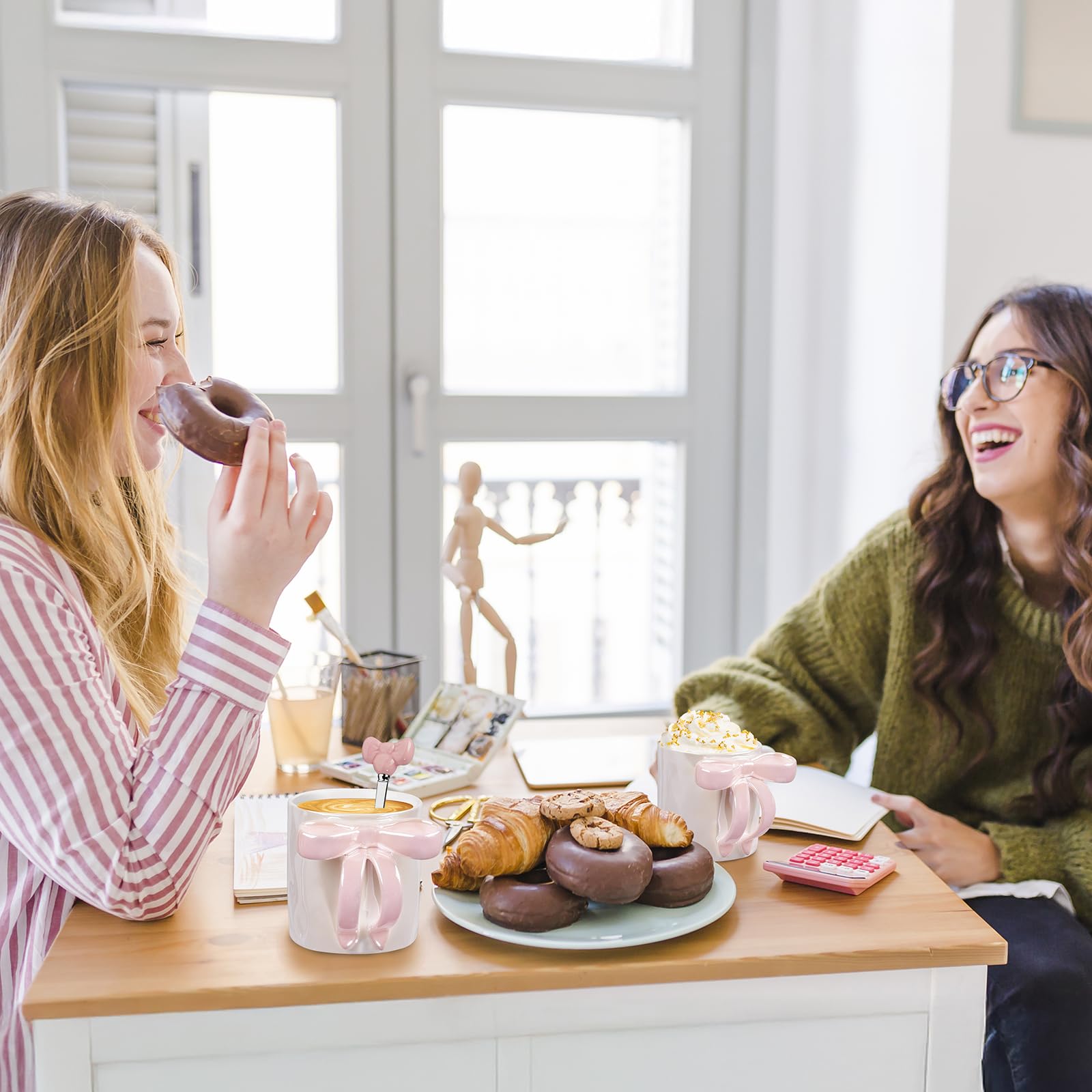 Ceramic Bow Handle Mug, Electroplated Finish with Shimmering Starry Glow, High-Temperature Fired for Durability 12OZ