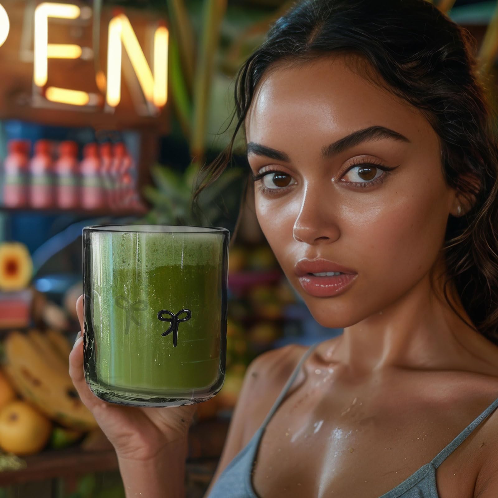 Skylety 2 Pack Bow Icon Juice Glass Coquette Bow Aesthetic Cup 14 ounce Double Old Fashioned Icon Handblown Cocktail glasses for Women Friend Party(Pink)