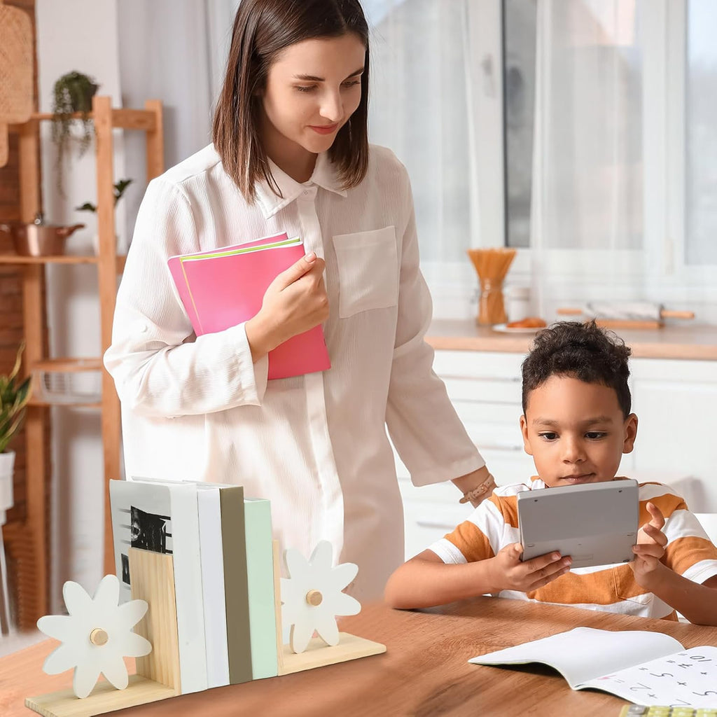 Daisy Wooden Bookends 2 Pcs