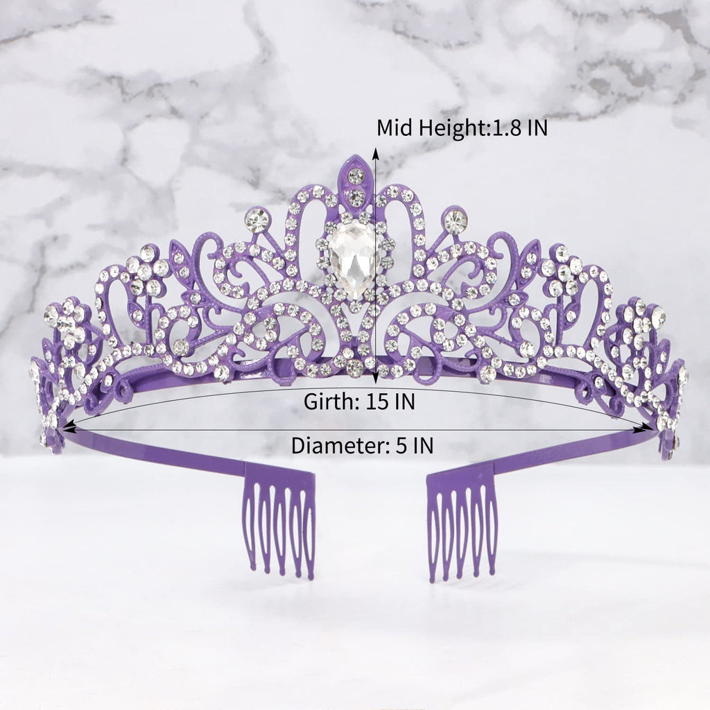 Princess Crystal Tiara Crown Headband Elegant Crown With Combs