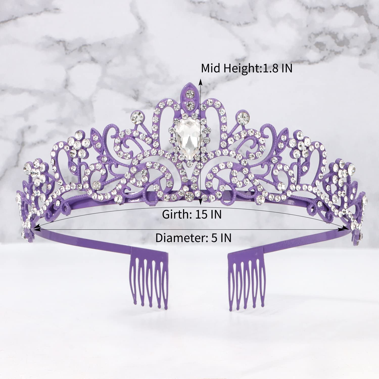 Princess Crystal Tiara Crown Headband Elegant Crown With Combs