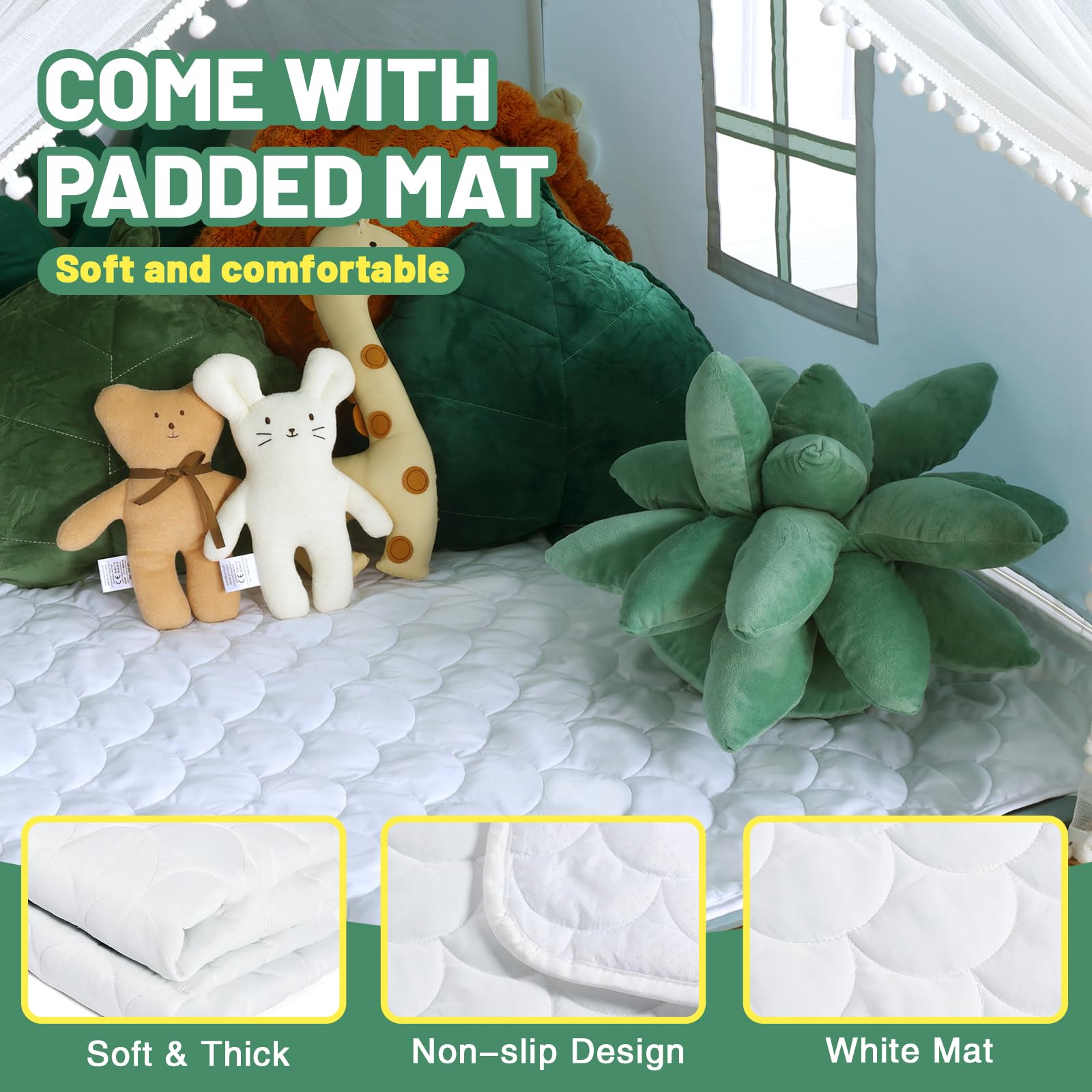 Kid Tent with Mat, Star Lights - Kids Play Tents for Toddlers Kids Tents Indoor Playhouse - Princess Tent for Girls Toy House