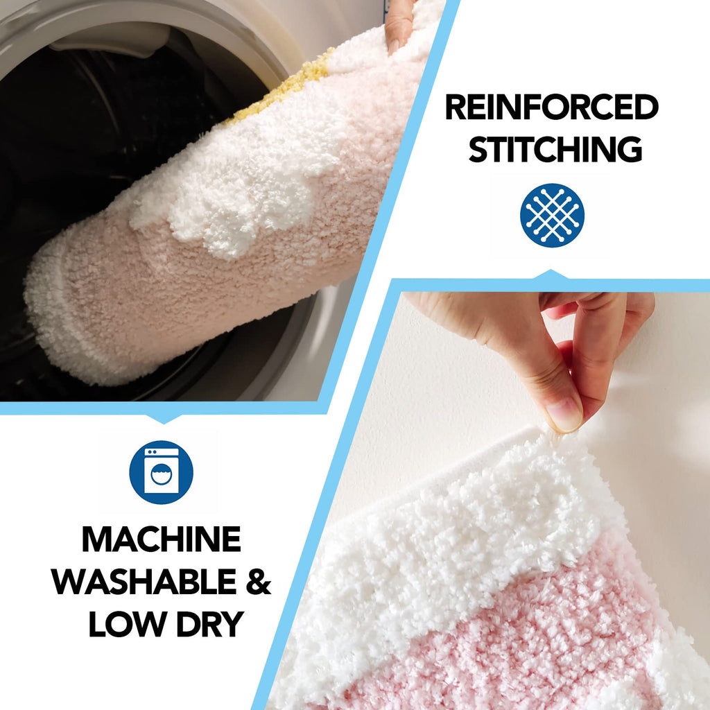 Ultra Soft Microfiber Shaggy Bathroom Mats, 17''x 25'', Extra Absorbent Bath Rugs, Machine Washable, Non-Slip Bathroom Carpet for Tub and Shower