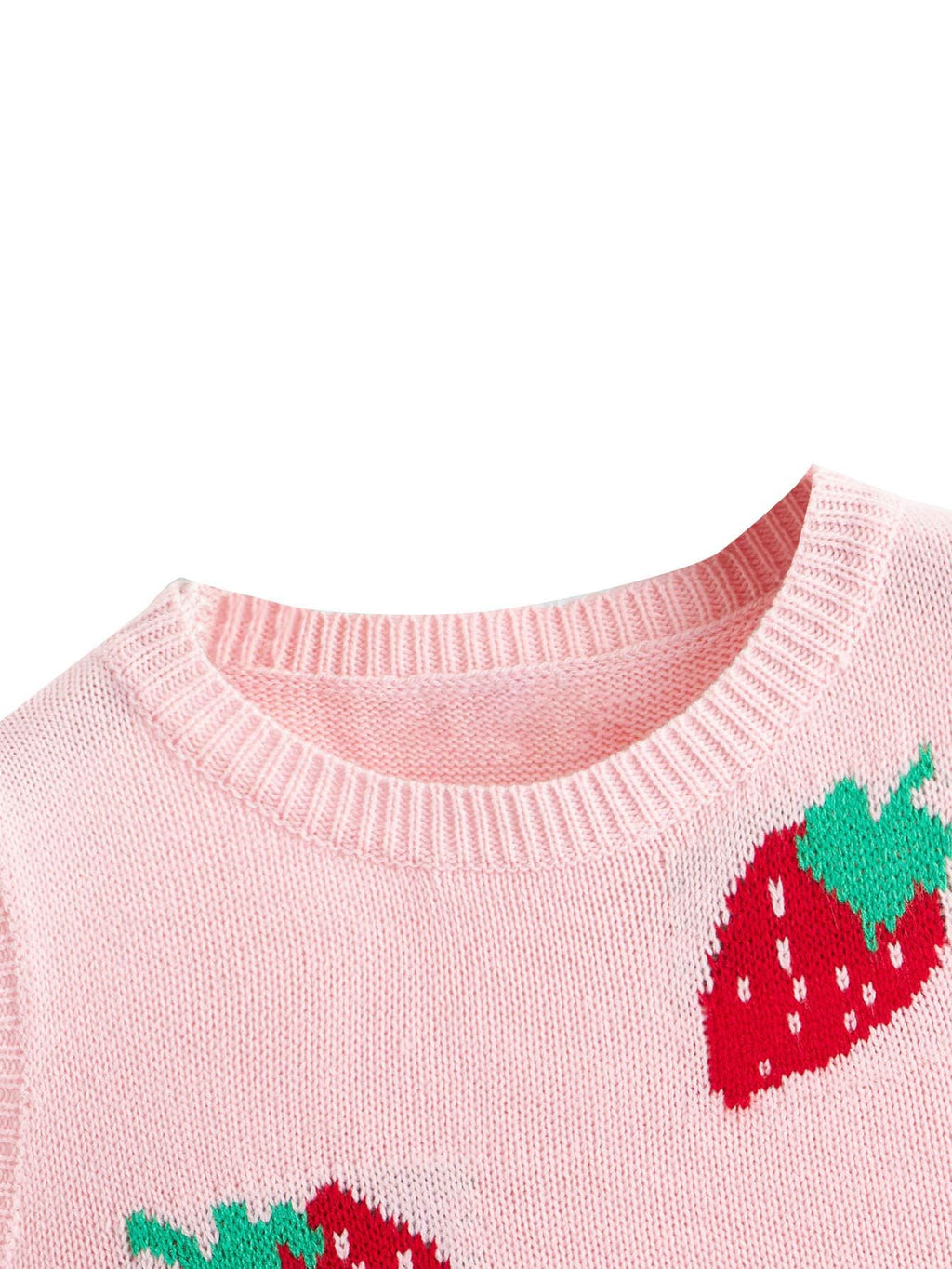 Women's Sleeveless Round Neck Cute Strawberry Sweater Vest Crop Shirt Top