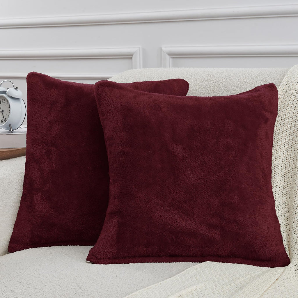 Faux Fur Pillow Cases Set of 2, Luxury Ultra Soft Fuzzy Pillowcases, Fluffy Plush Velvet Pillow Covers with Zipper, Cozy Warmth and No Shedding