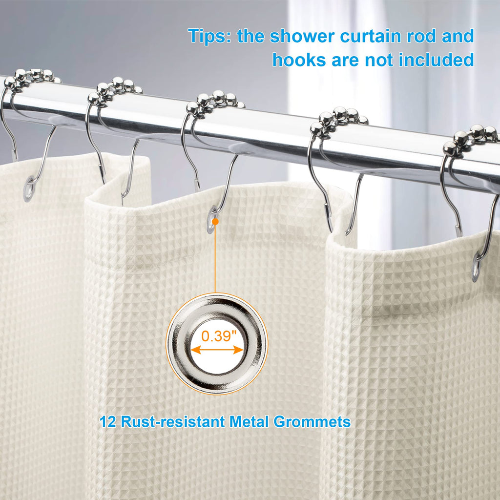 Waffle Shower Curtain - Fabric Shower Curtain Heavy Duty Hotel Quality Bathroom Shower Curtains, 72 x 72 Inches