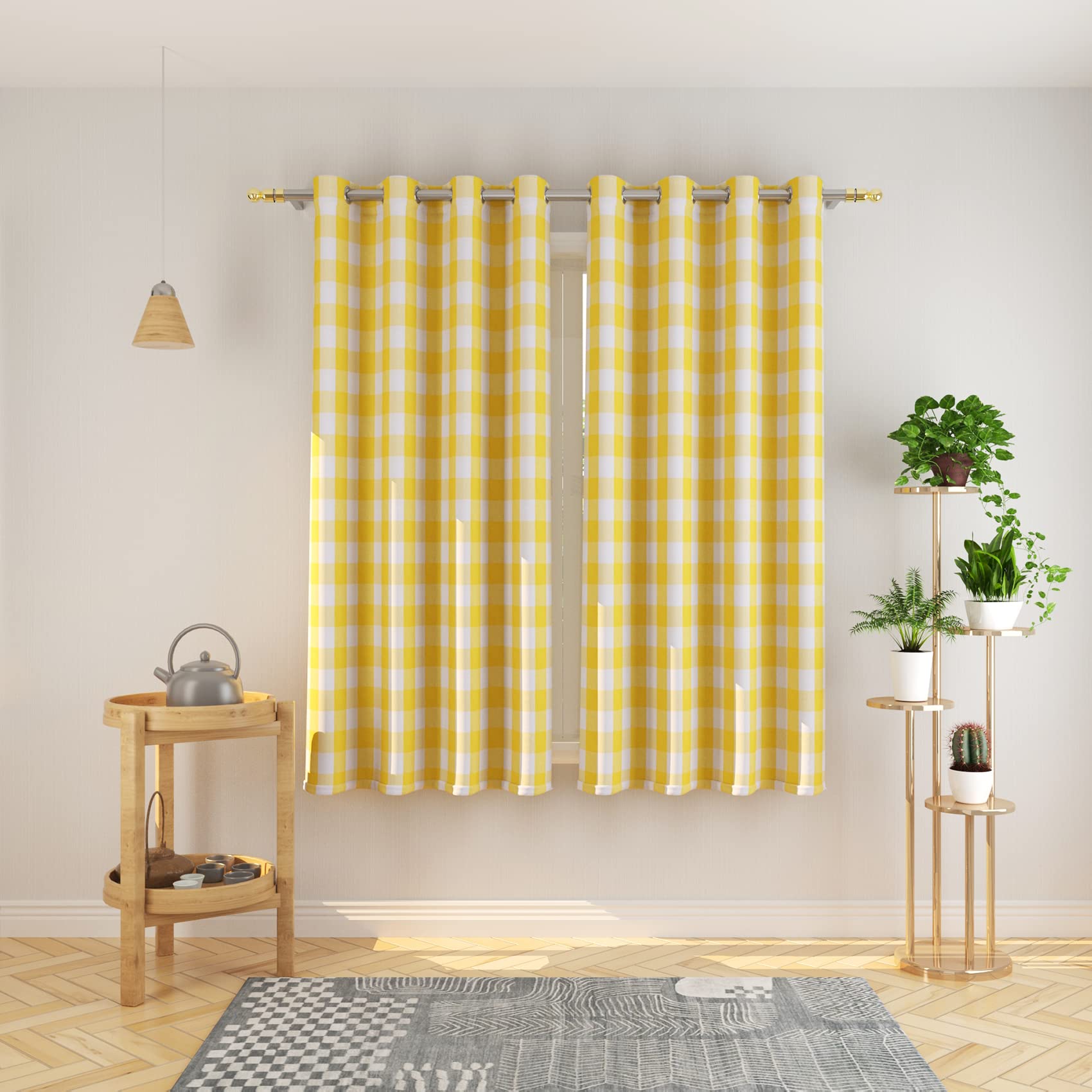Tier Curtains Check Gingham Plaid Window Curtain Panels Bathroom Grommet Top Window Treatment 2 Panels