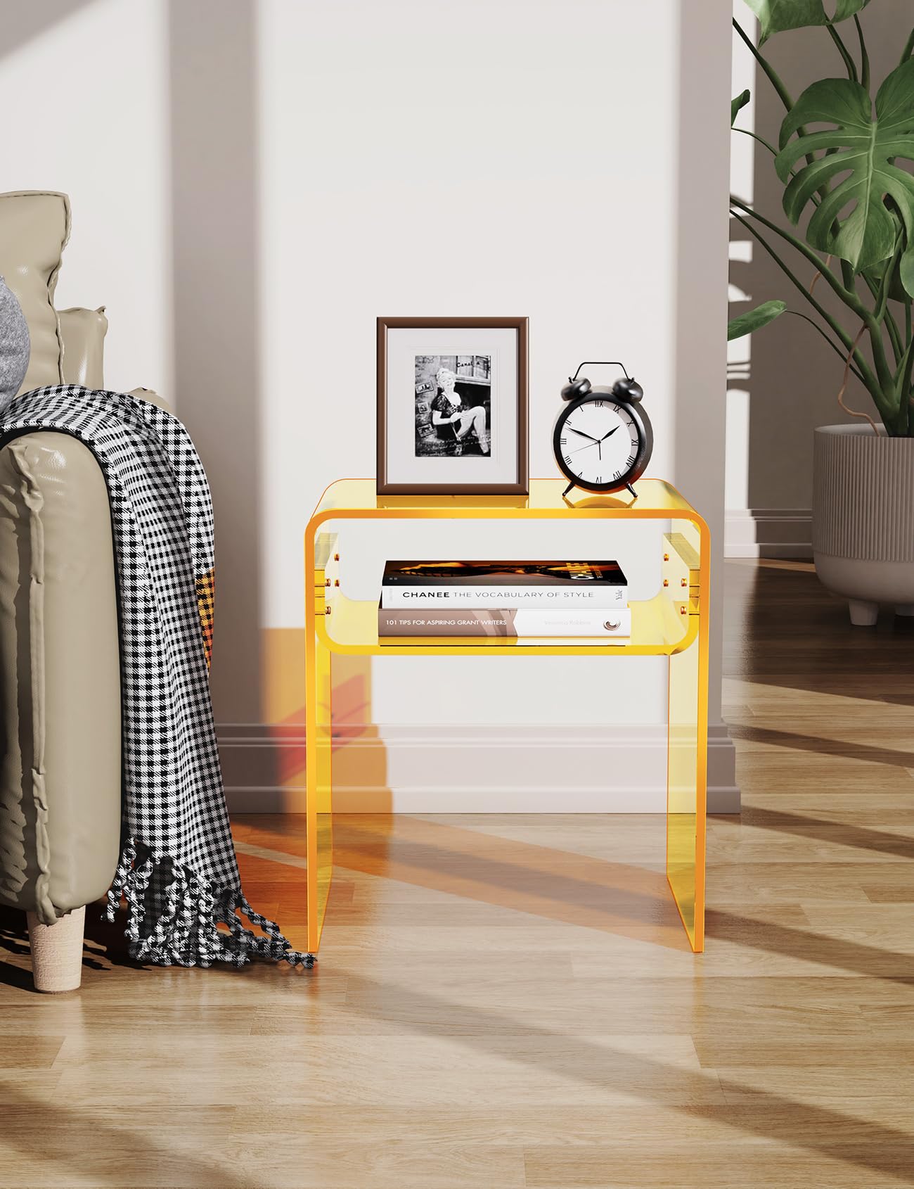 Clear Acrylic End Table 2-Tier Bedside nightstand
