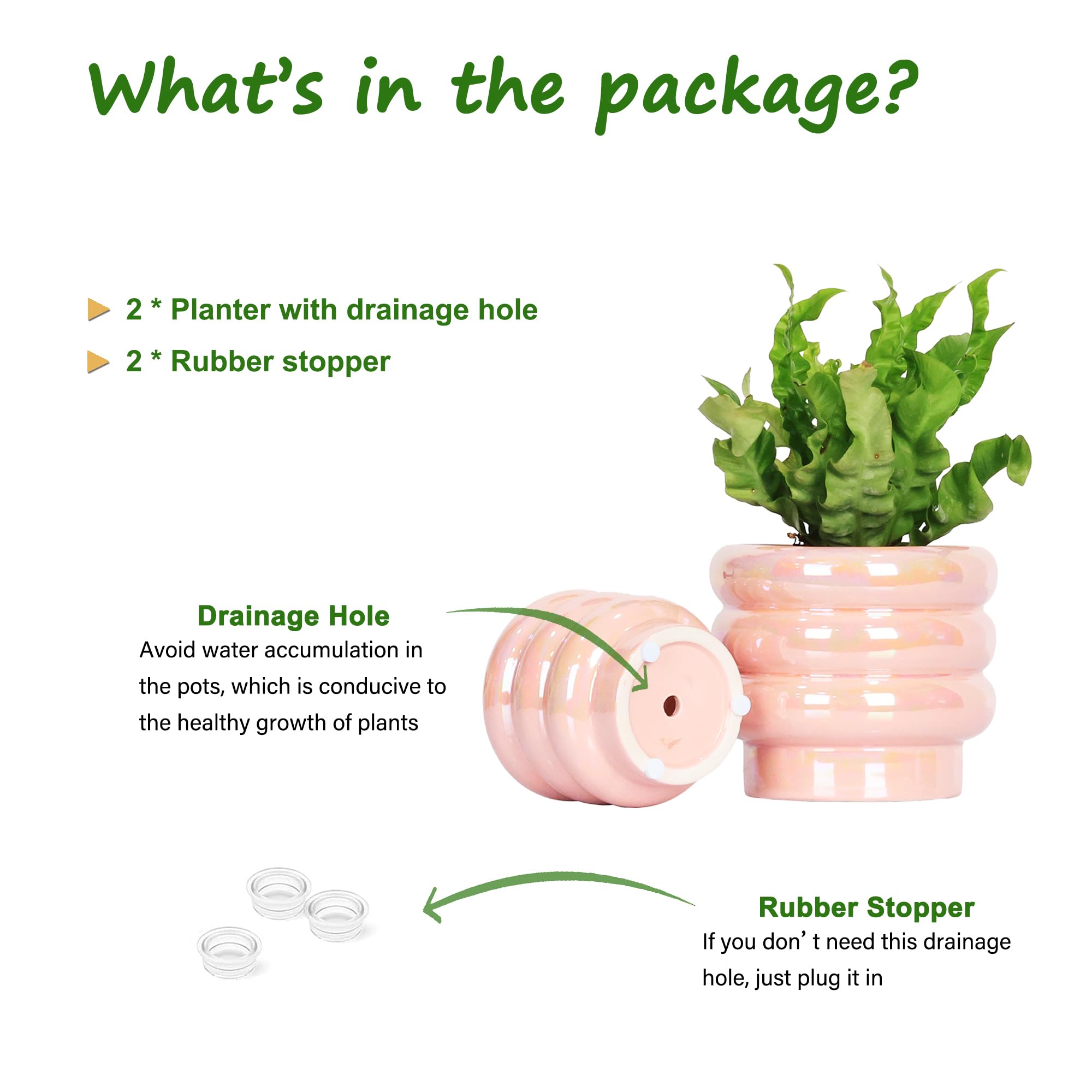 Ceramic Plant Pots for Indoor Plants, Rainbow Pearl Glaze Planter with Planters for Plants with Drainage Hole