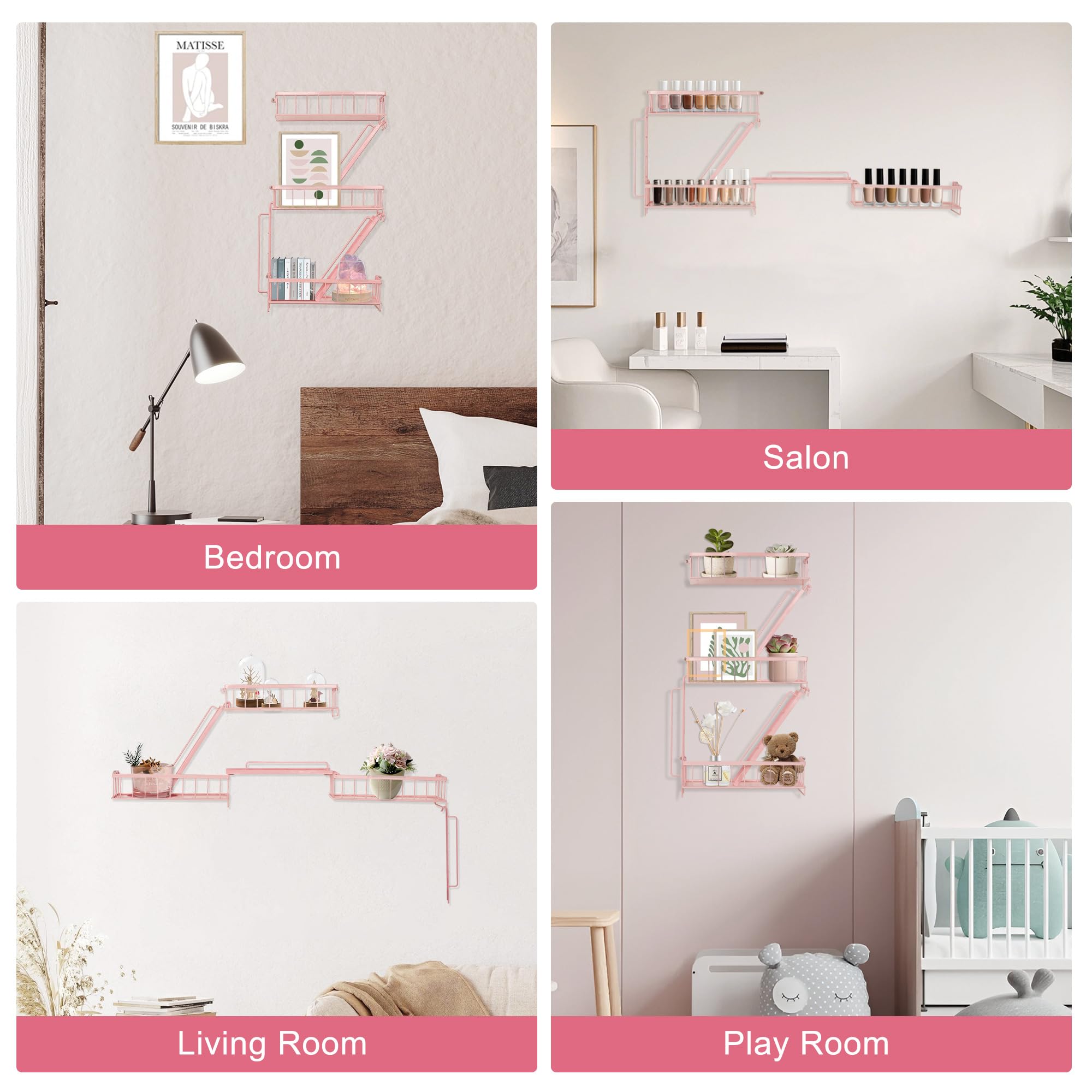 Fire Escape Shelf - Wall Decor Floating Shelves, Cute Metal Ladder Shelving for Bedroom, Home Decor Display (3-Tier)