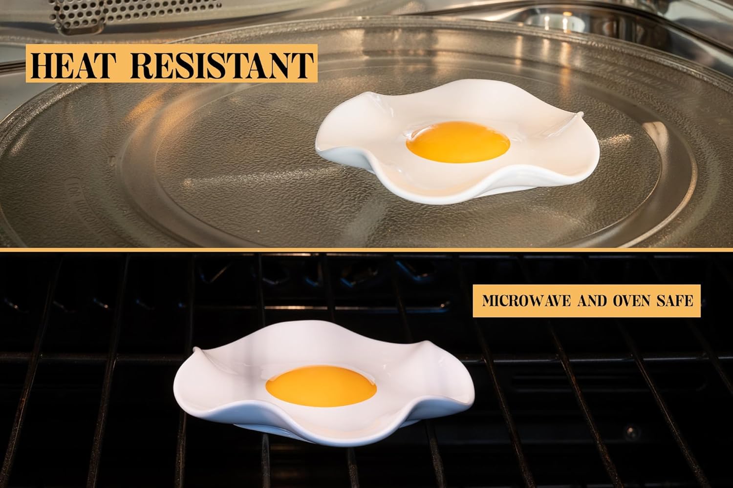 Fried Egg Ceramic Spoon Rest for stove top and kitchen counter | Large and Dishwasher-Safe Sponge Holder