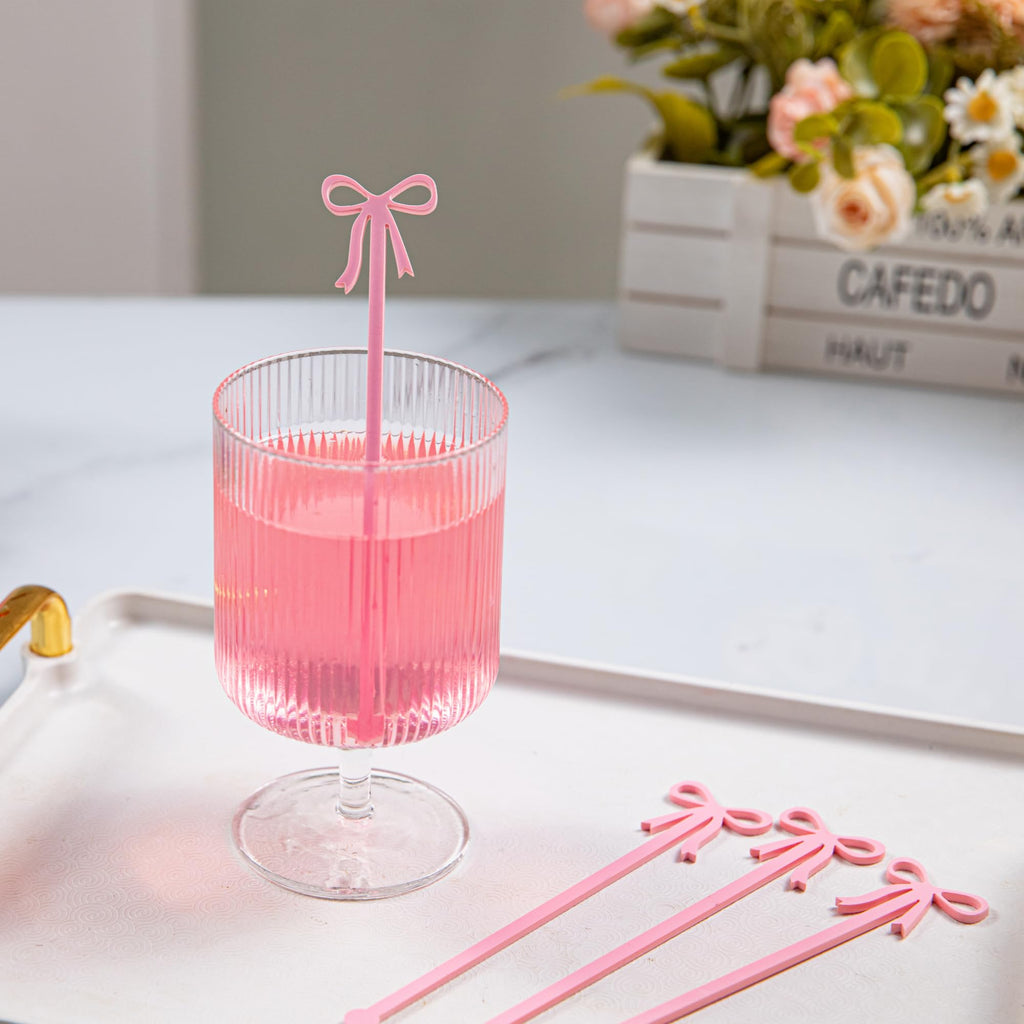 Coquette 20 pcs Bow Drink Stirrers, Acrylic Drink Stirs for Bow Themed Party Decoration