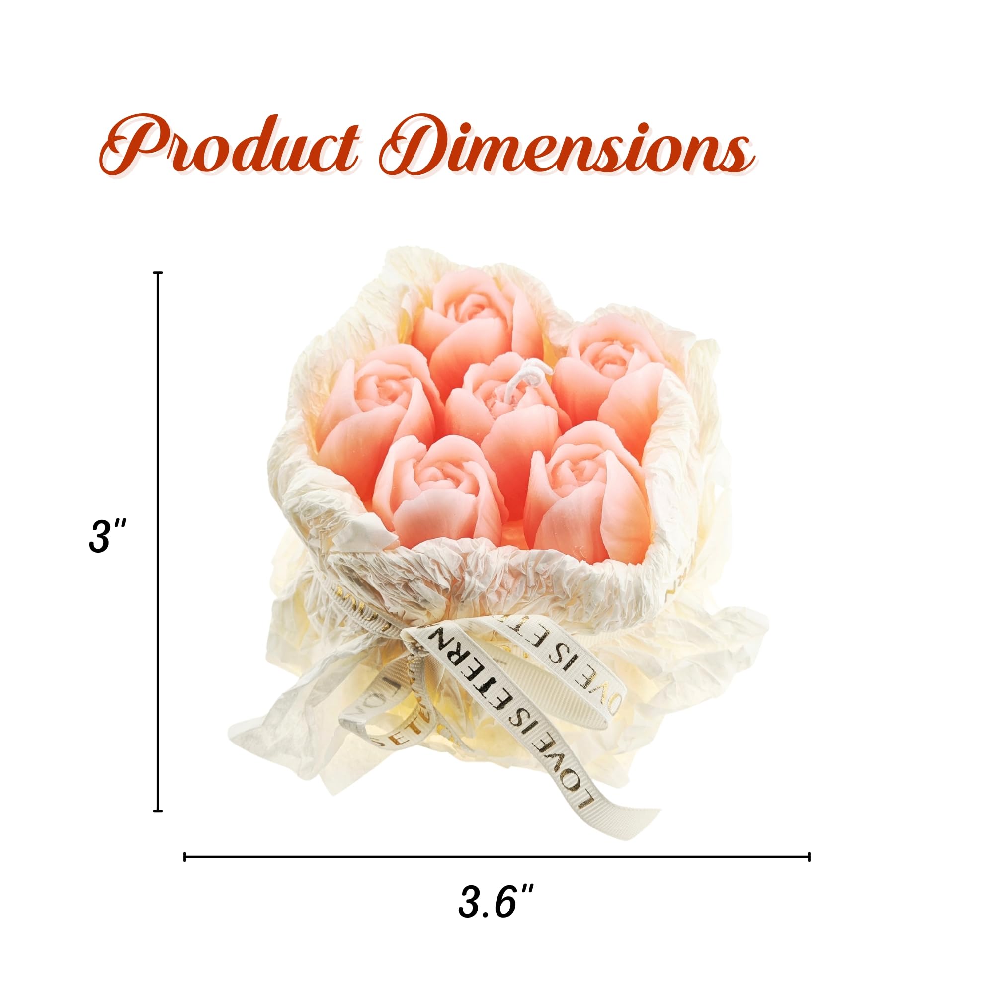 Handmade Floral Bouquet Candle, Scented Peony & Rose Shape, Gift for Women, Home Décor, Aromatherapy, Small (2.8"x2.4", 3 Flowers) & Large (3.6"x3", 5 Flowers)