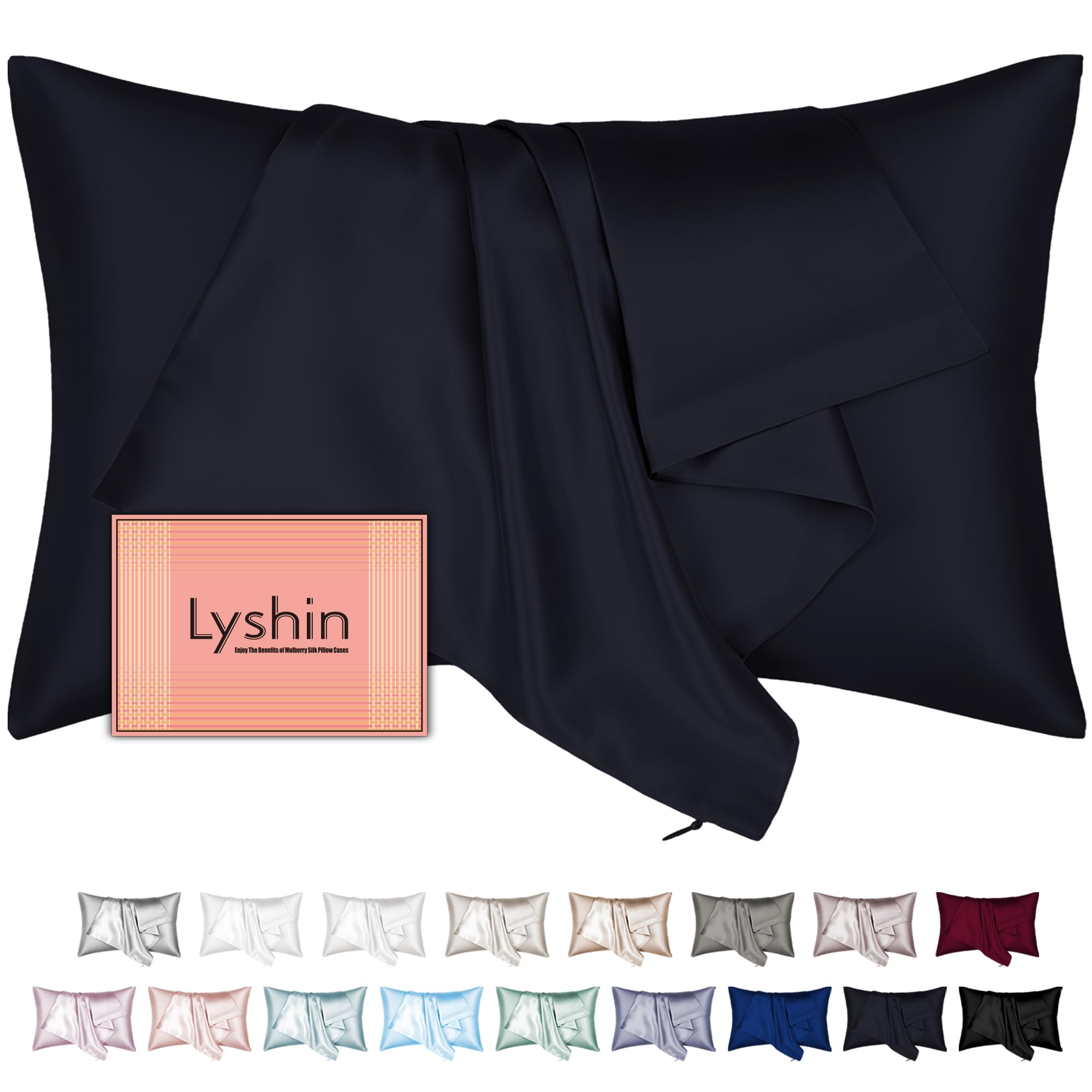 Silk Pillow Cases with Hidden Zipper, Ultra Smooth and Soft Breathable Cooling Silk Satin Pillowcase