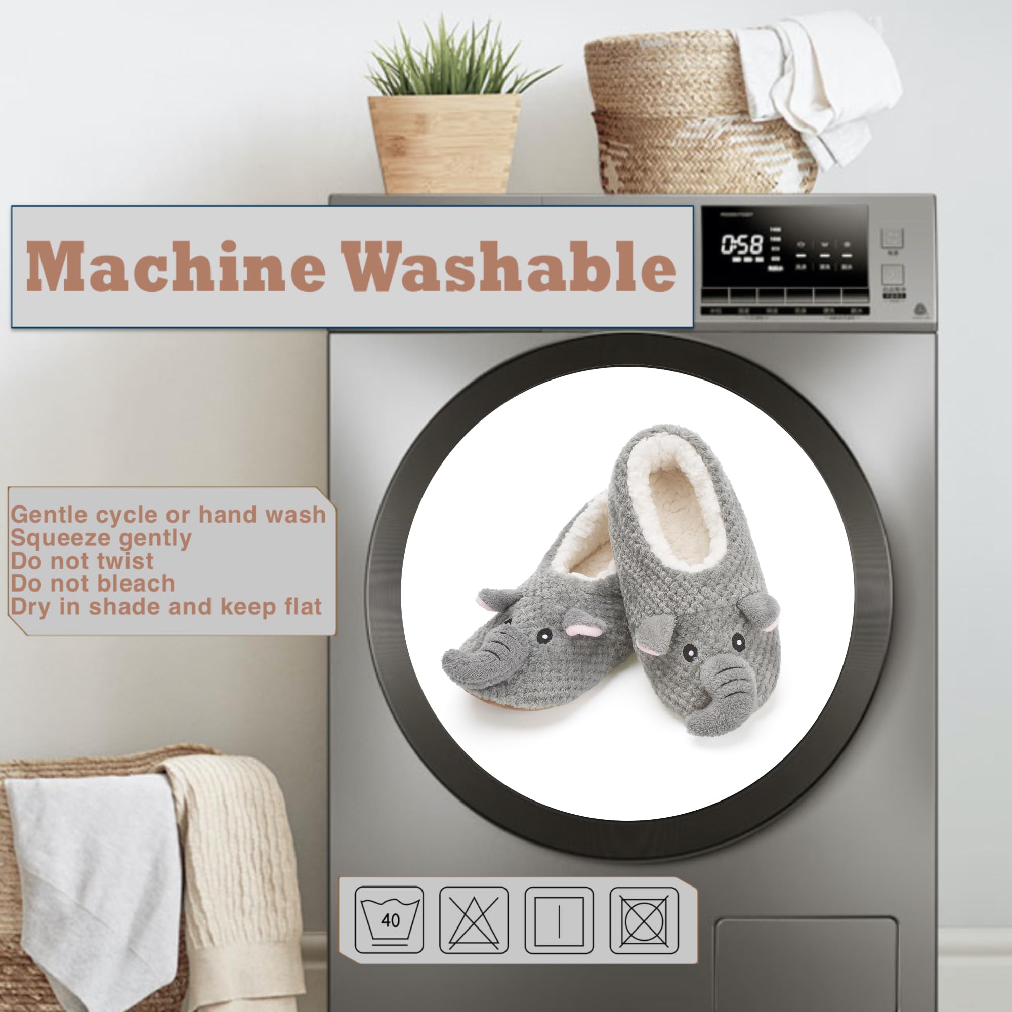 Cute Animal House Slippers - Fuzzy Warm Bedroom Slipper Socks Non-Slip Grippers