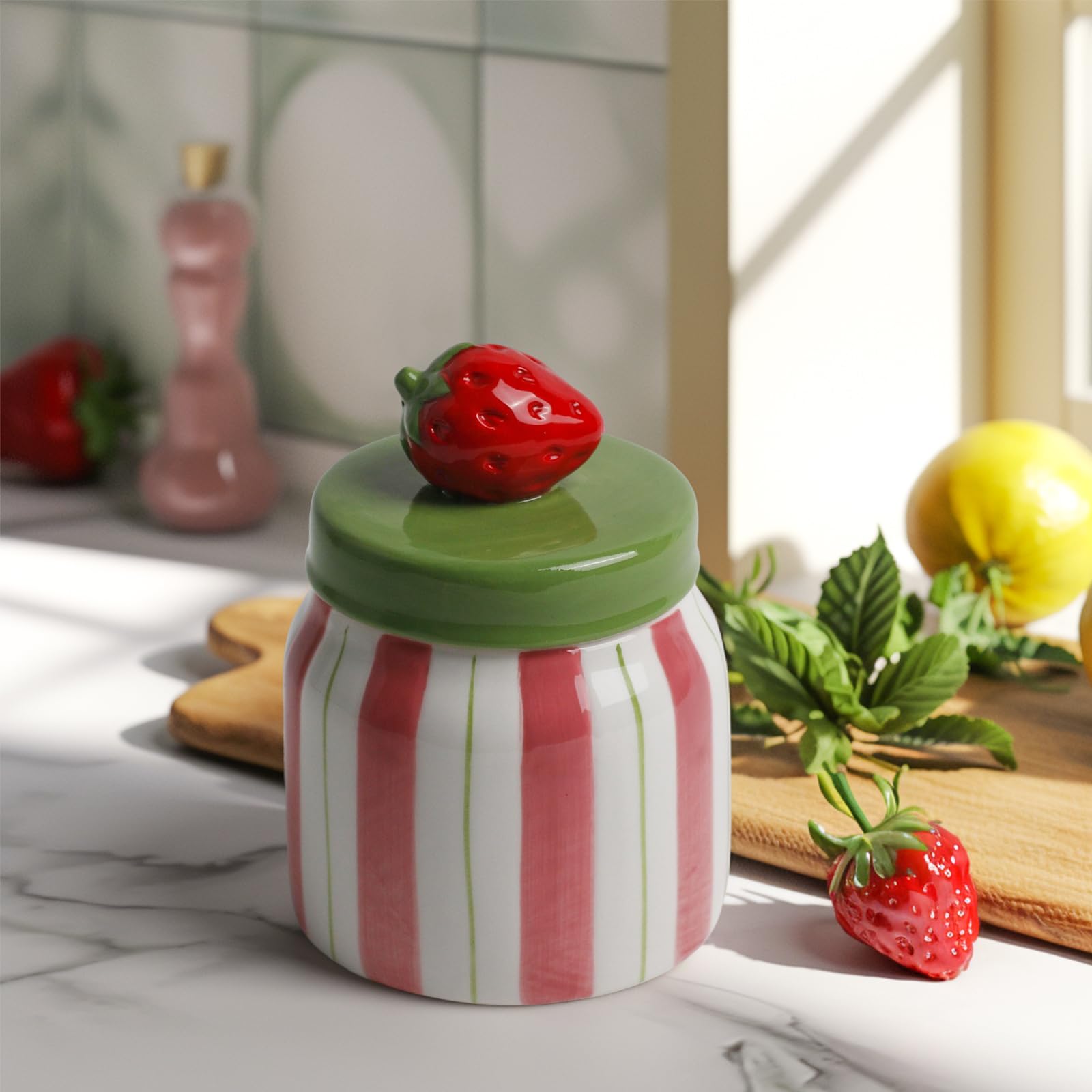 Cookie Jars with Lid Airtight, Hand Painted Ceramic