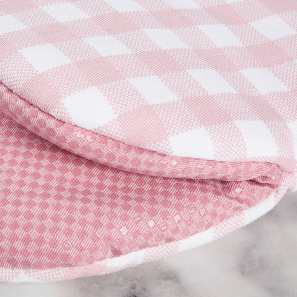 Gingham Mini Oven Mitt 2-Pack Set, Dried Rose, 5.5"x8"