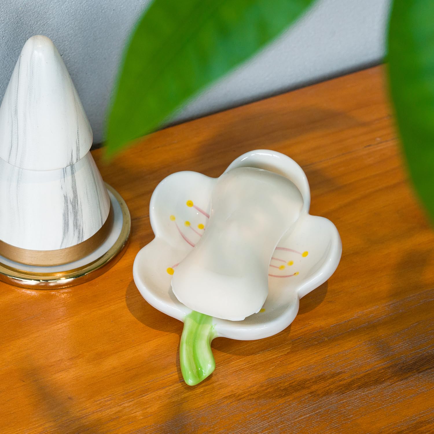 Ceramic Flower Soap Dish Holder for Bathroom