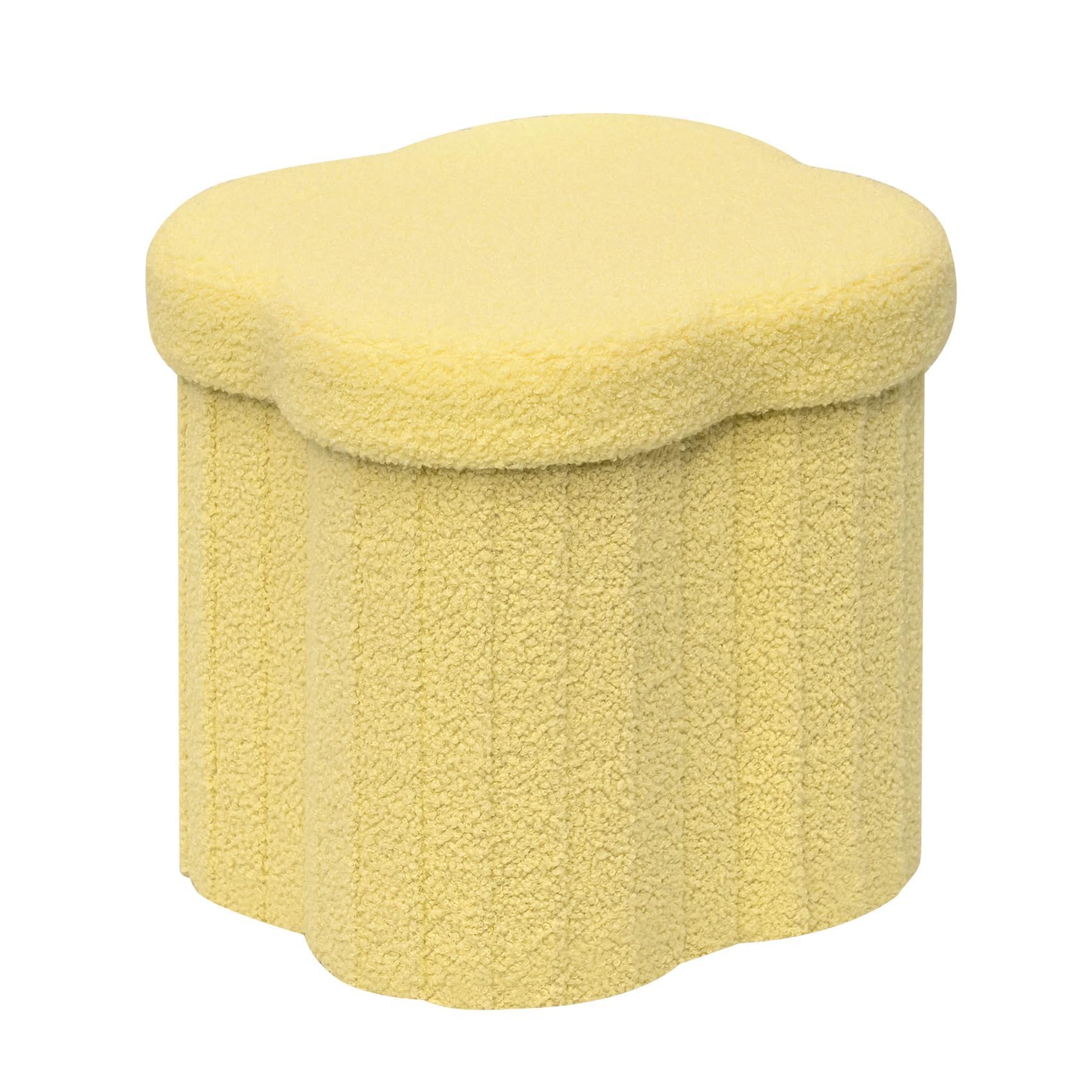 Flower-Shaped Storage Ottoman â€?Boucle Footstool & Seat for Living Room & Dorm