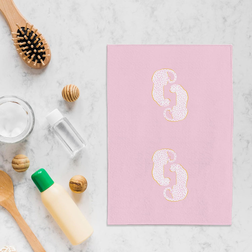 Leopard Cheetah Kitchen Towels, Preppy Hand Towels for Bathroom, Pink Kitchen Decor, 16x24 Inches