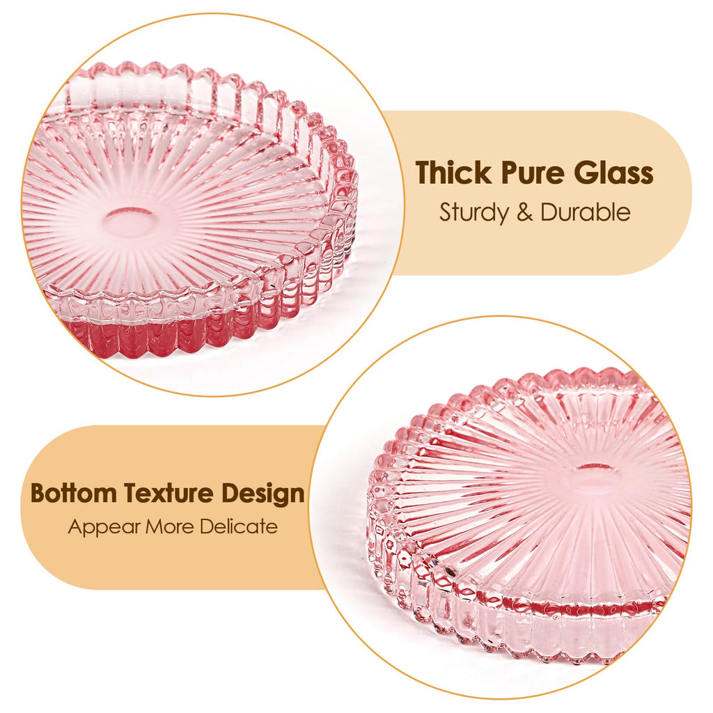 Modern Clear Coaster Set of 8- Glass Coasters for Drinks Crystal Coasters Round Cup Coasters