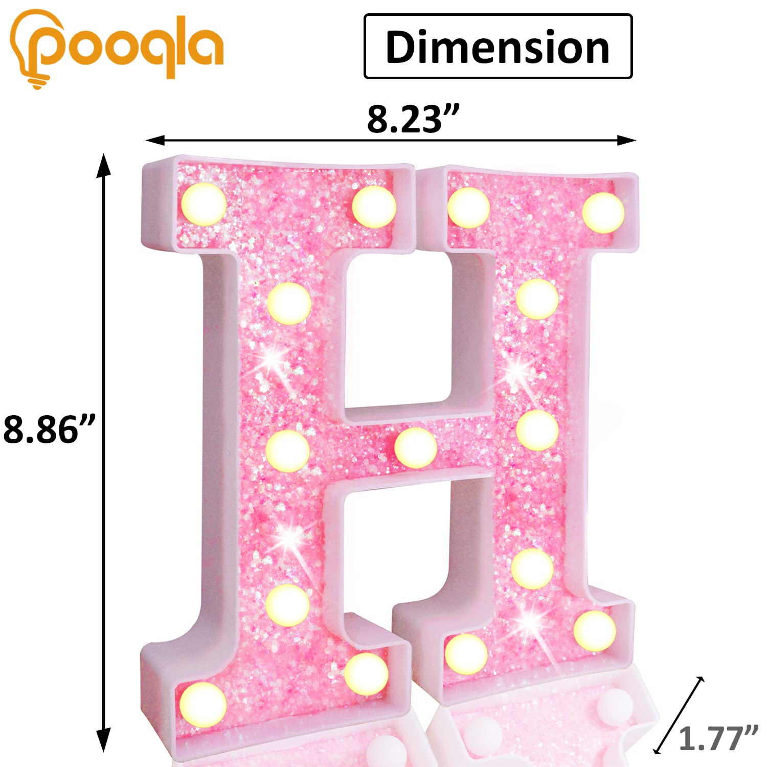 Pink LED Letters Glitter Alphabet LetterS & Numbers Sign Battery Powered
