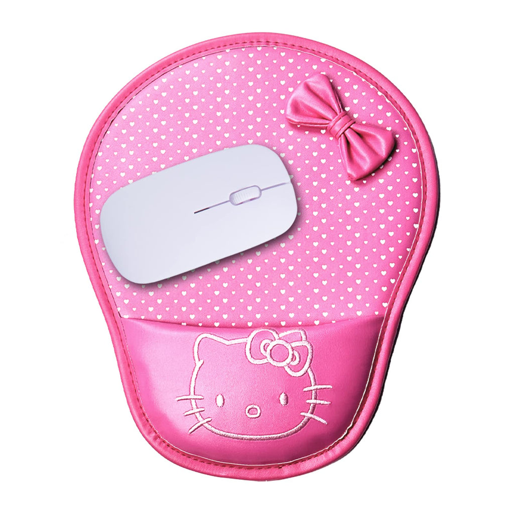 Hello Kitty Mouse Pad Wrist Protected Computer PU Leather Wrist Rest Mouse Pad Mat (Pink)