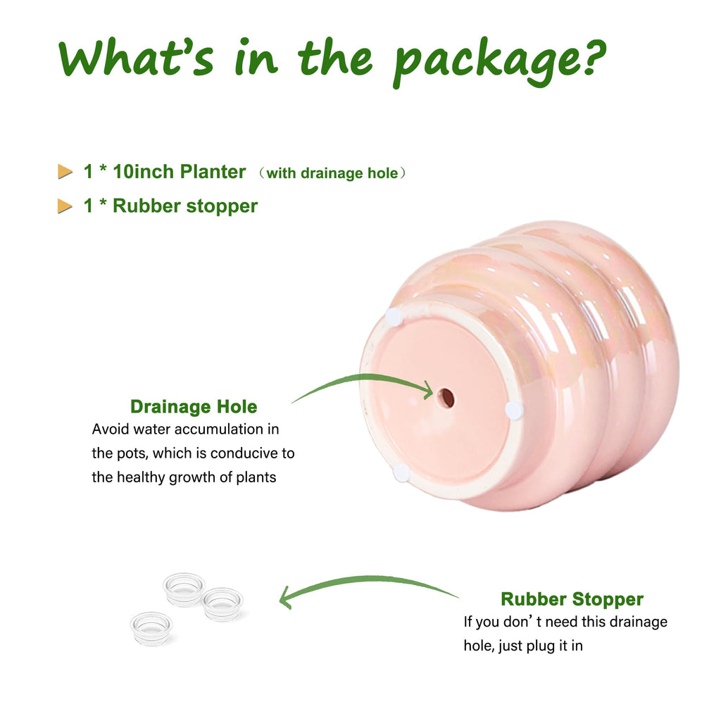 Ceramic Plant Pots for Indoor Plants, Rainbow Pearl Glaze Planter with Planters for Plants with Drainage Hole