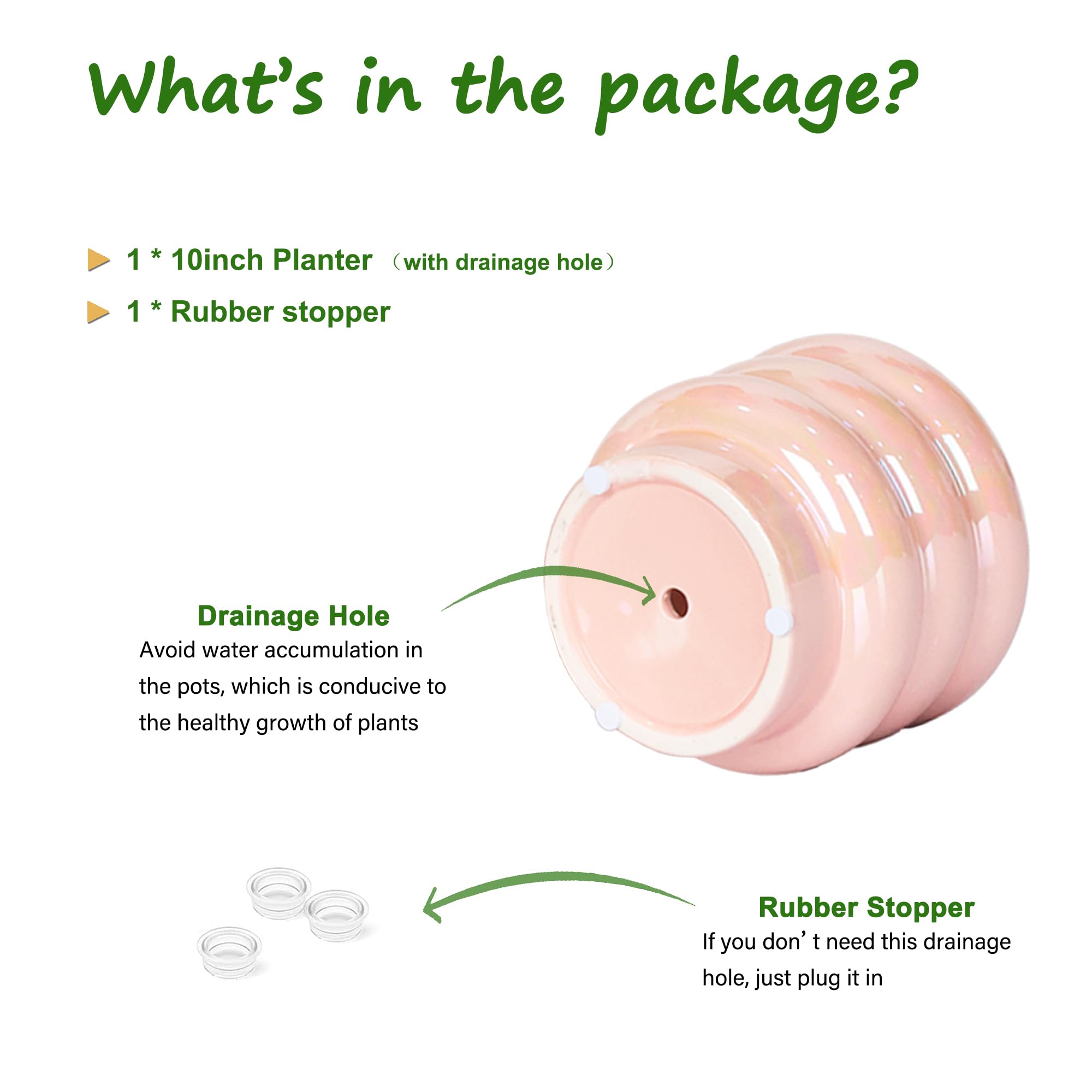 Ceramic Plant Pots for Indoor Plants, Rainbow Pearl Glaze Planter with Planters for Plants with Drainage Hole