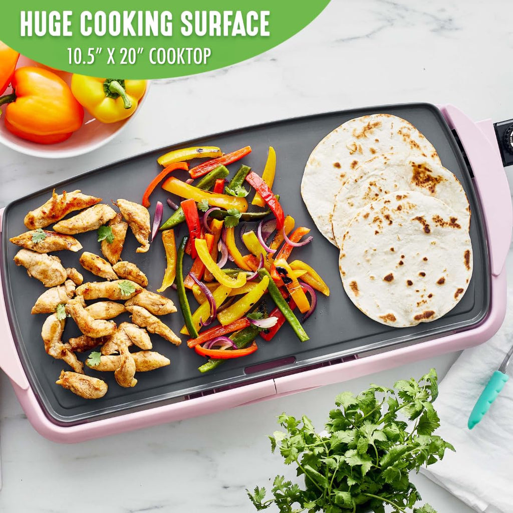 Extra Large 20â€?Electric Griddle, Non-Toxic PFAS & PFOA-Free Ceramic Nonstick, Temperature Control, Quick Even Heating, Removable Drip Tray, Pancakes, Eggs, Sausage, Easy Clean