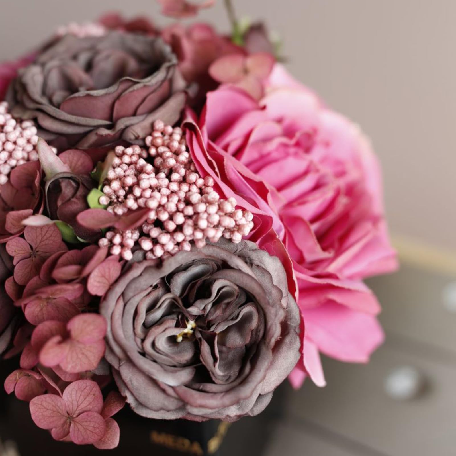 Faux Flowers Rose Potted Flower (Pink)